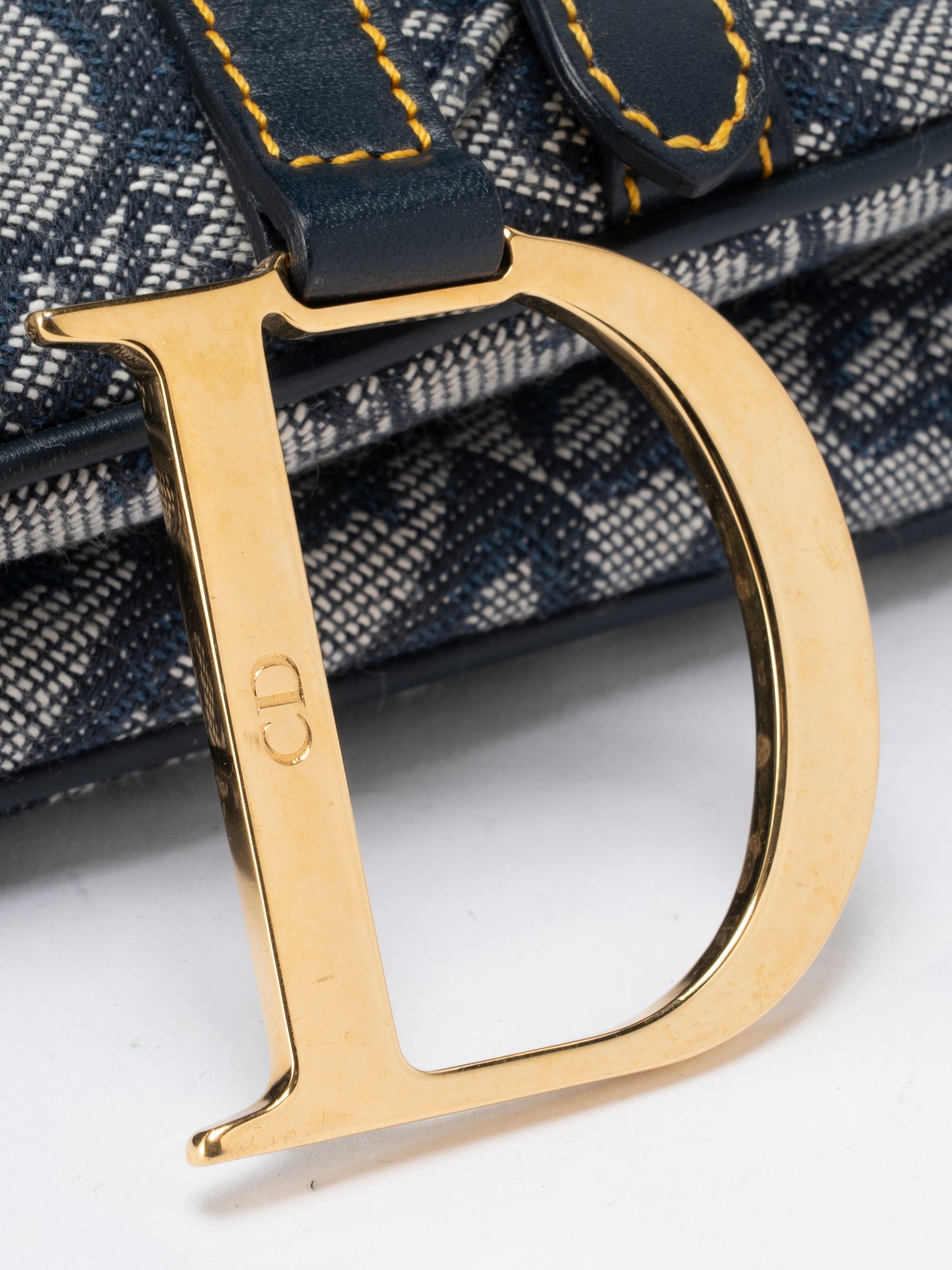 ディオール トロッター サドルバッグ ハンドバッグ キャンバス ネイビー ゴールド金具