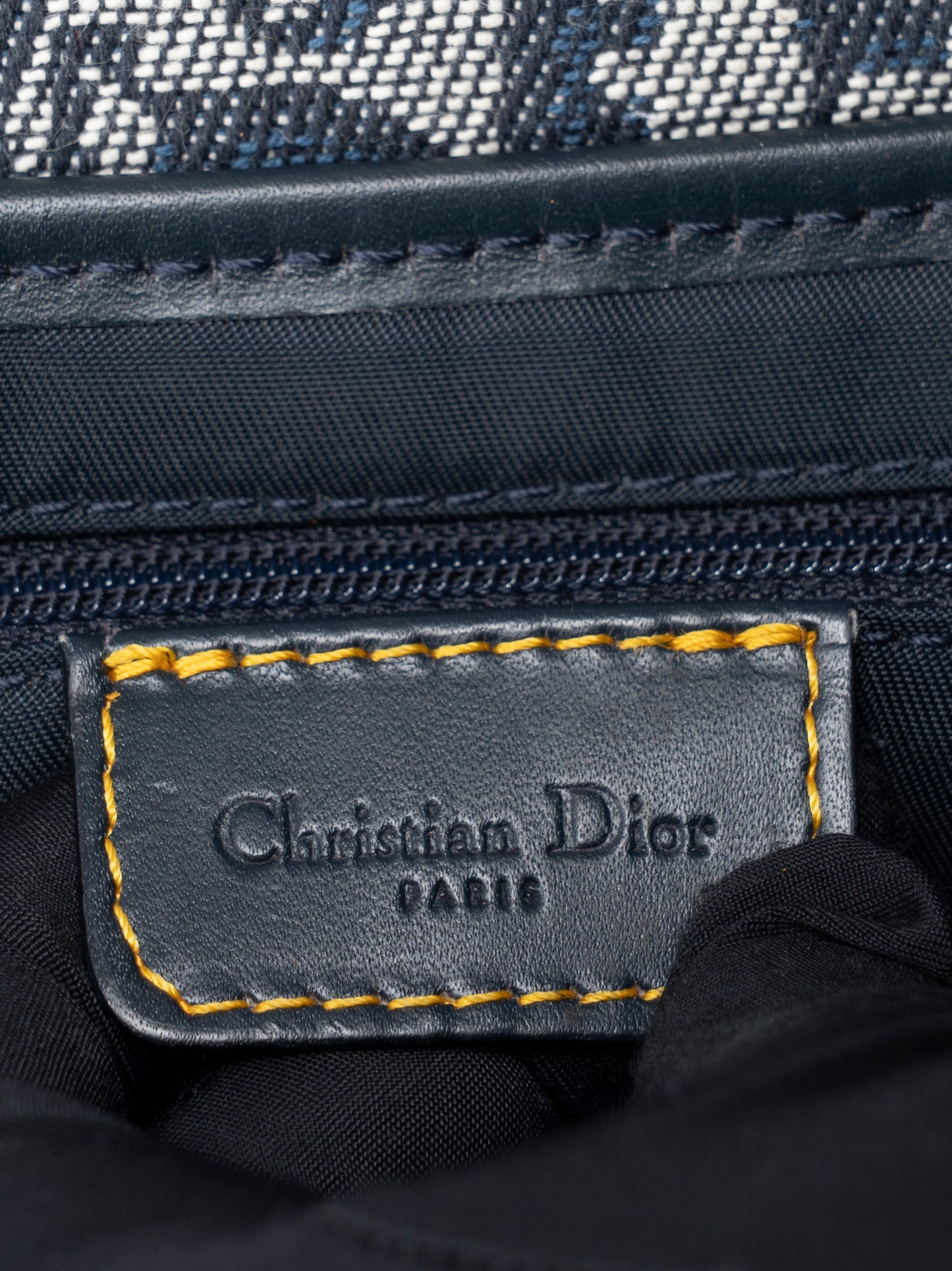 ディオール トロッター サドルバッグ ハンドバッグ キャンバス ネイビー ゴールド金具