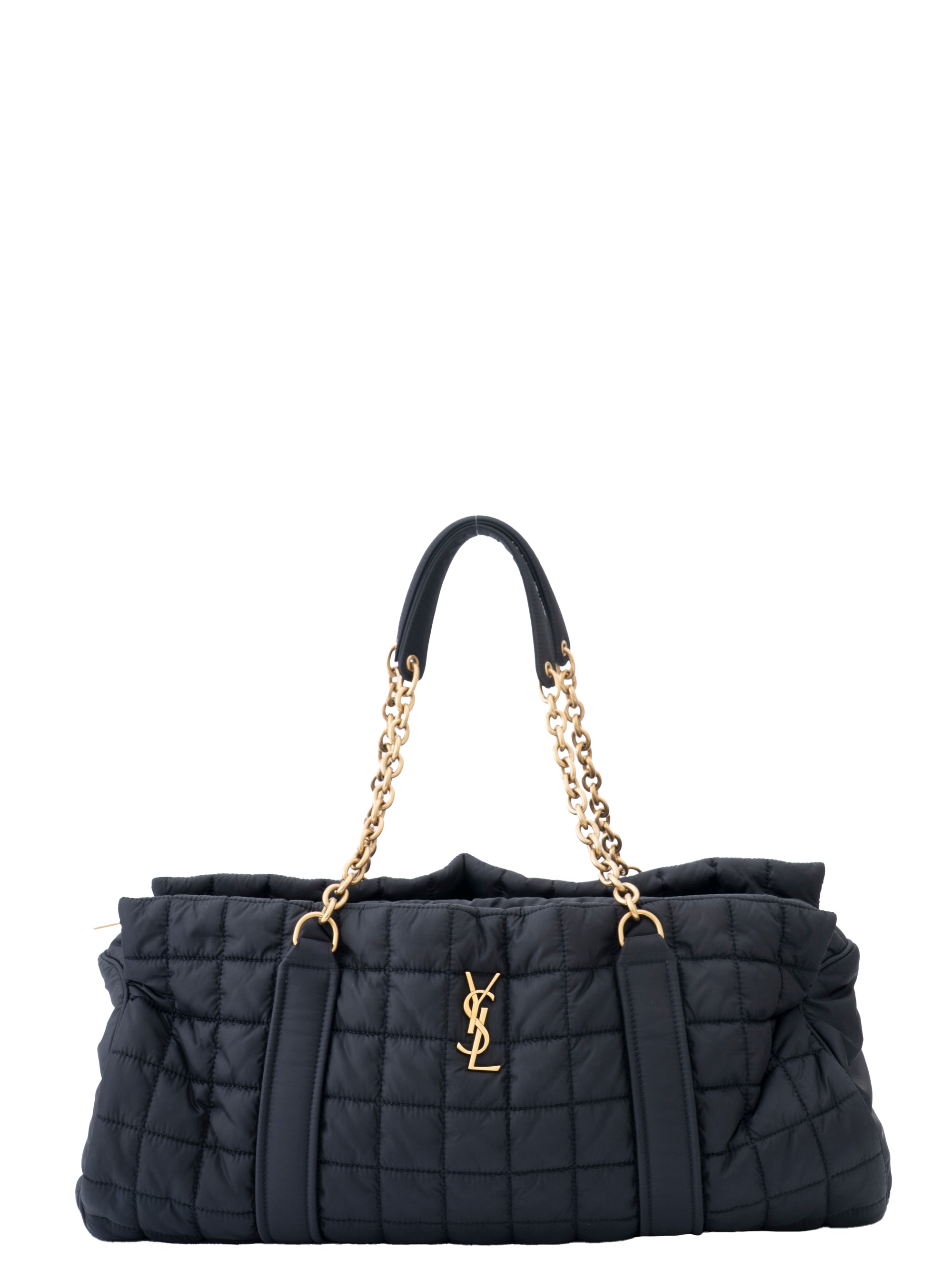 Saint Laurent Niki Chain Tote Bag Nylon Black Gold Hardware