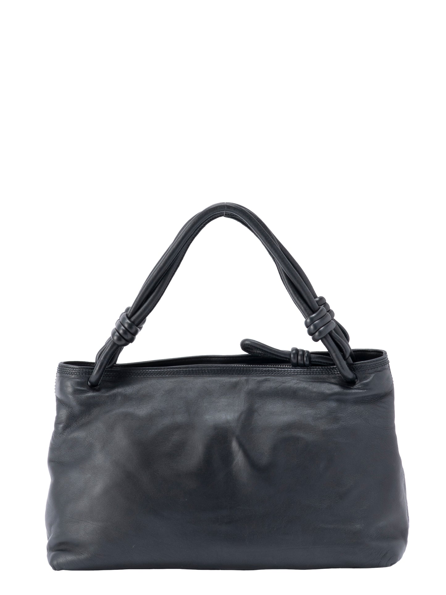 ロエベ アナグラム ハンドバッグ レザー ブラック シルバー金具