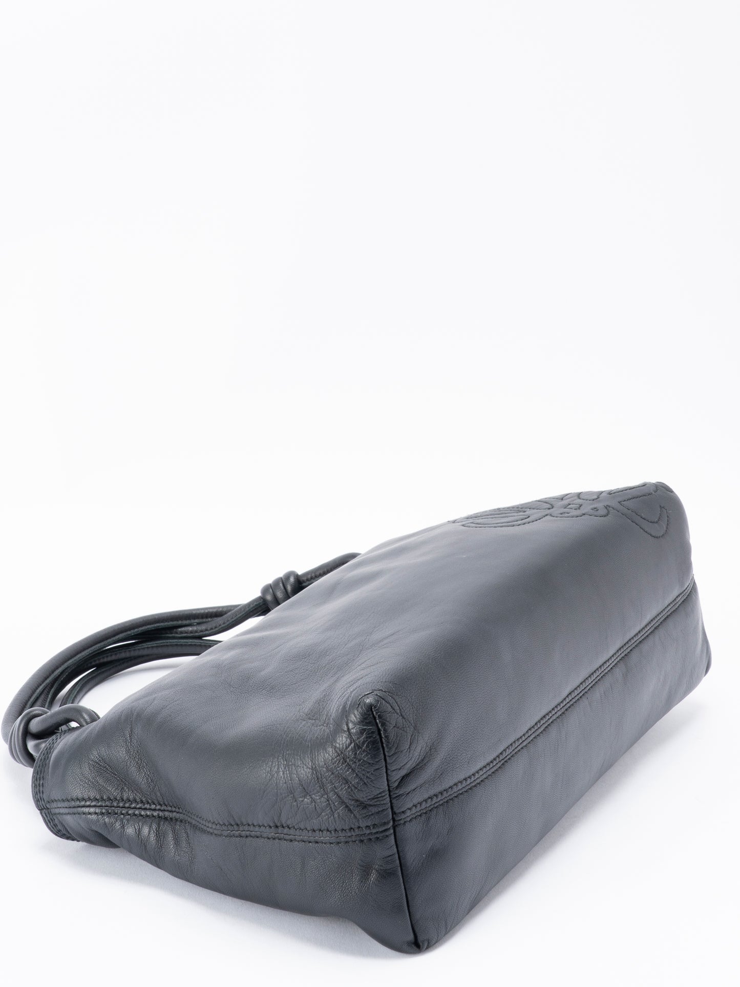 ロエベ アナグラム ハンドバッグ レザー ブラック シルバー金具