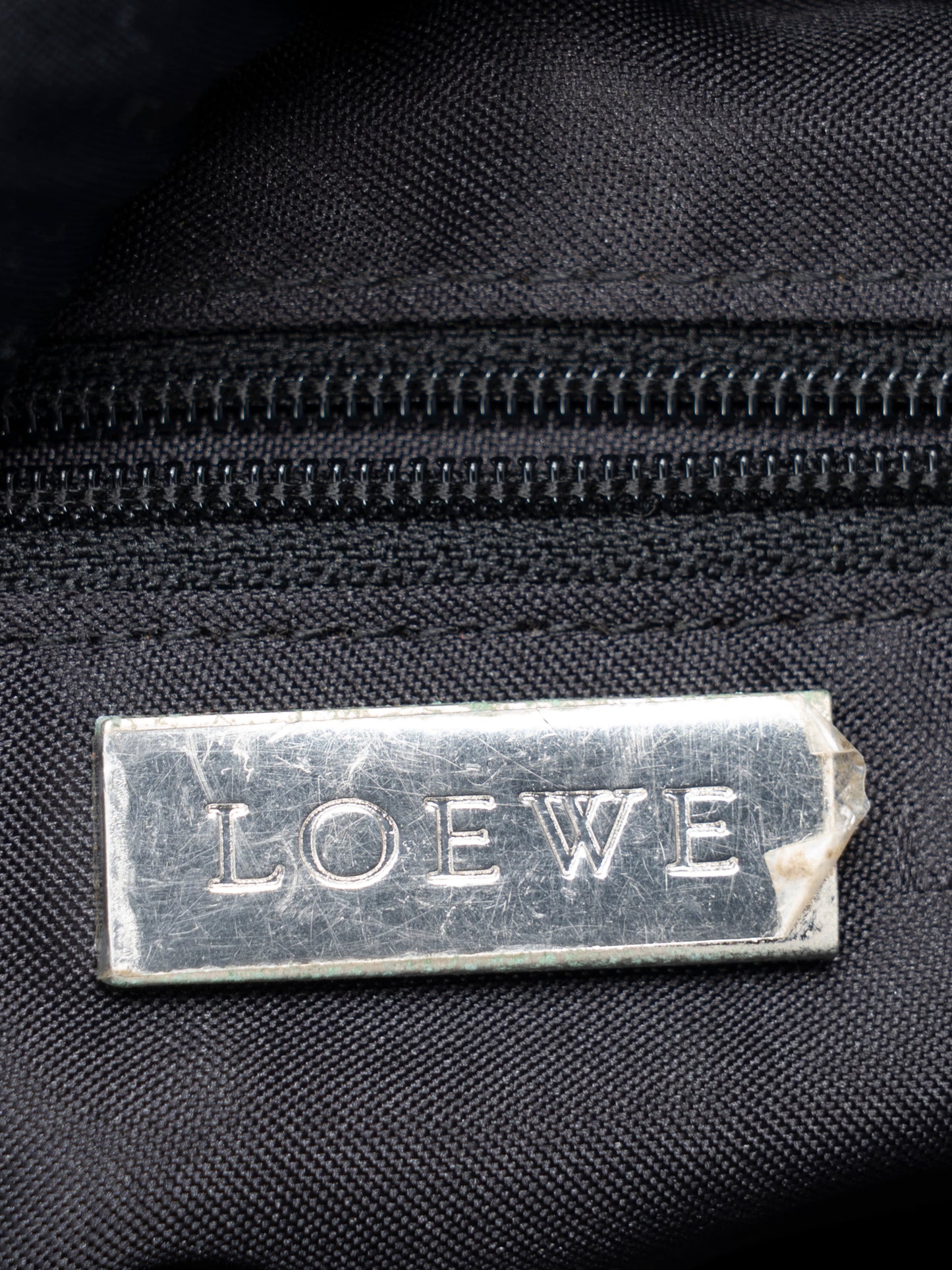 ロエベ アナグラム ハンドバッグ レザー ブラック シルバー金具