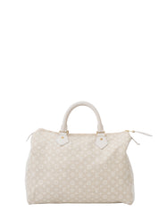Louis Vuitton M95319 Speedy 30 Handbag Monogram Mini Lin Dune Beige Gold Hardware