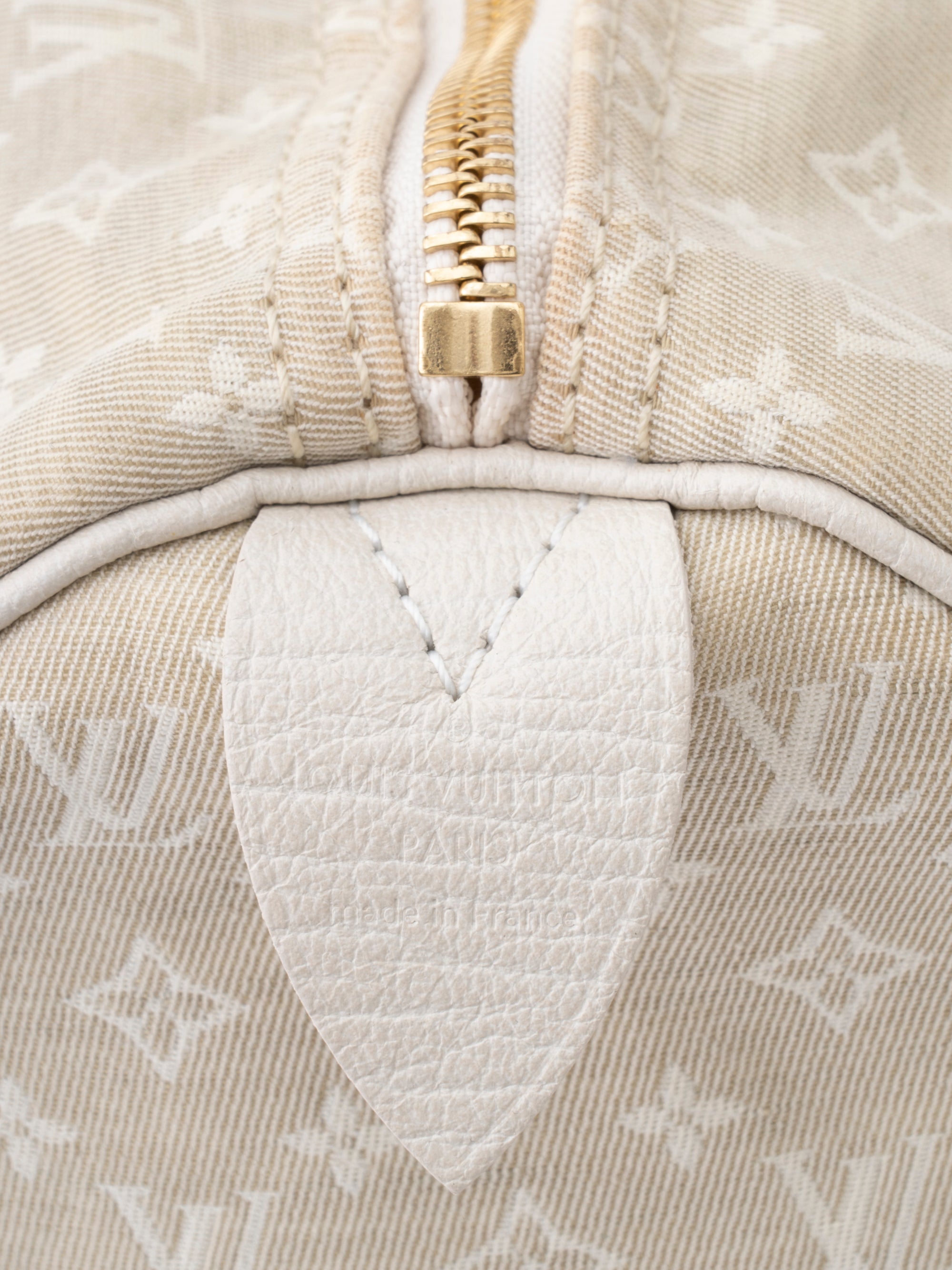 Louis Vuitton M95319 Speedy 30 Handbag Monogram Mini Lin Dune Beige Gold Hardware