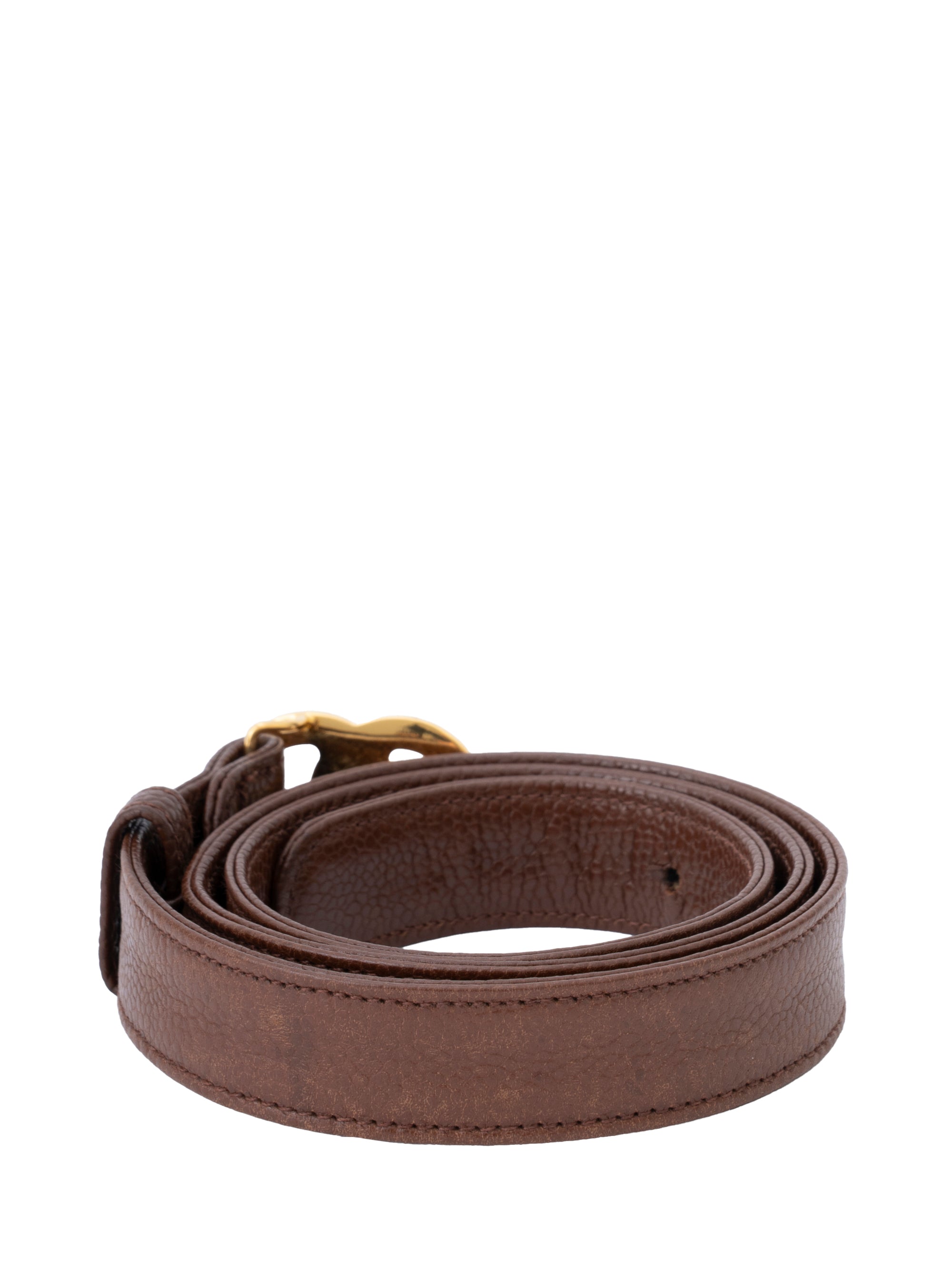 CHANEL Coco Mark Turn-Lock Belt Caviar Skin Brown Gold Hardware #75