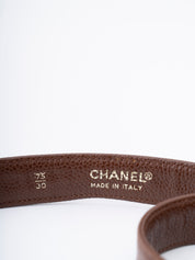 CHANEL Coco Mark Turn-Lock Belt Caviar Skin Brown Gold Hardware #75