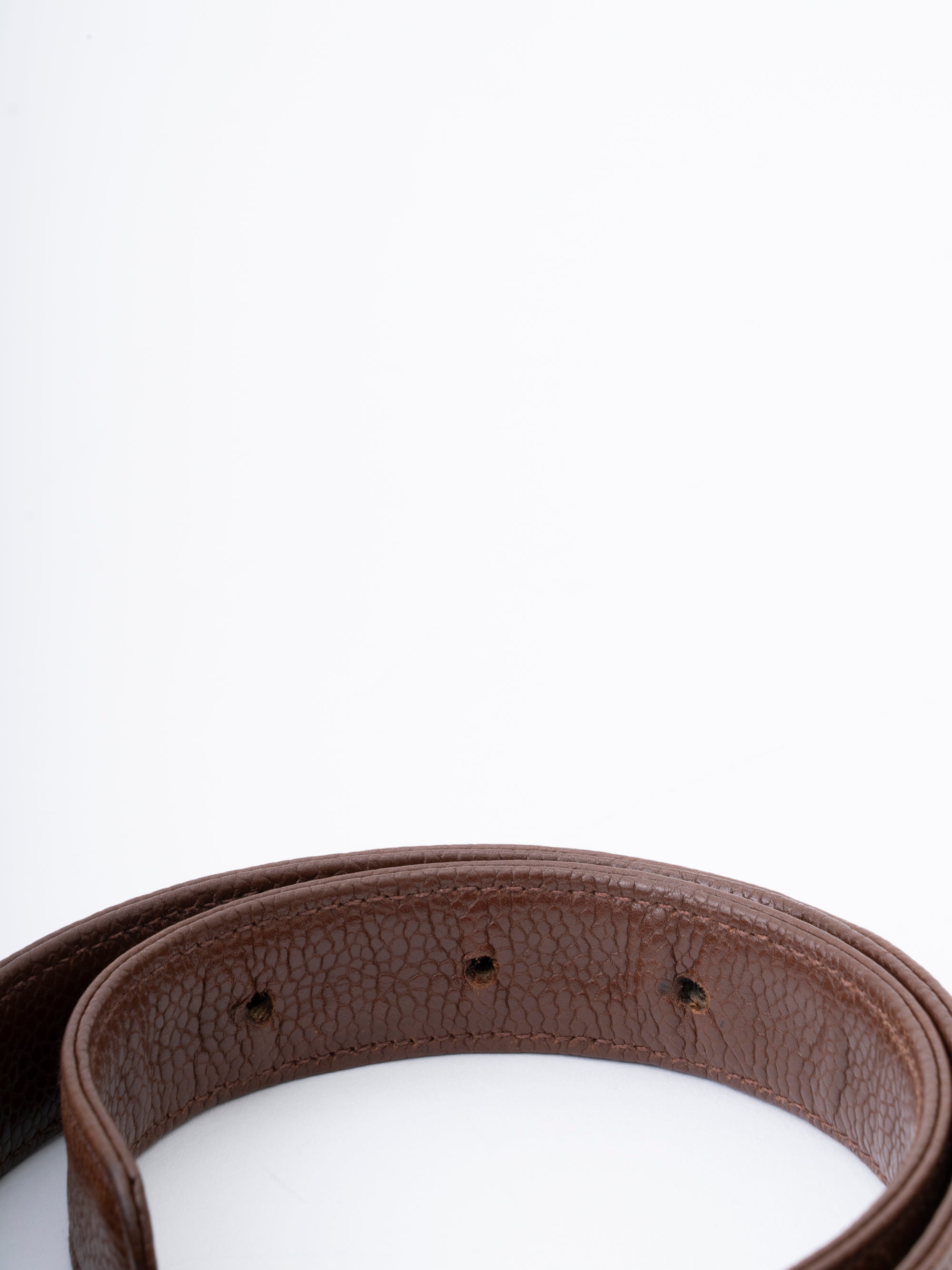 CHANEL Coco Mark Turn-Lock Belt Caviar Skin Brown Gold Hardware #75