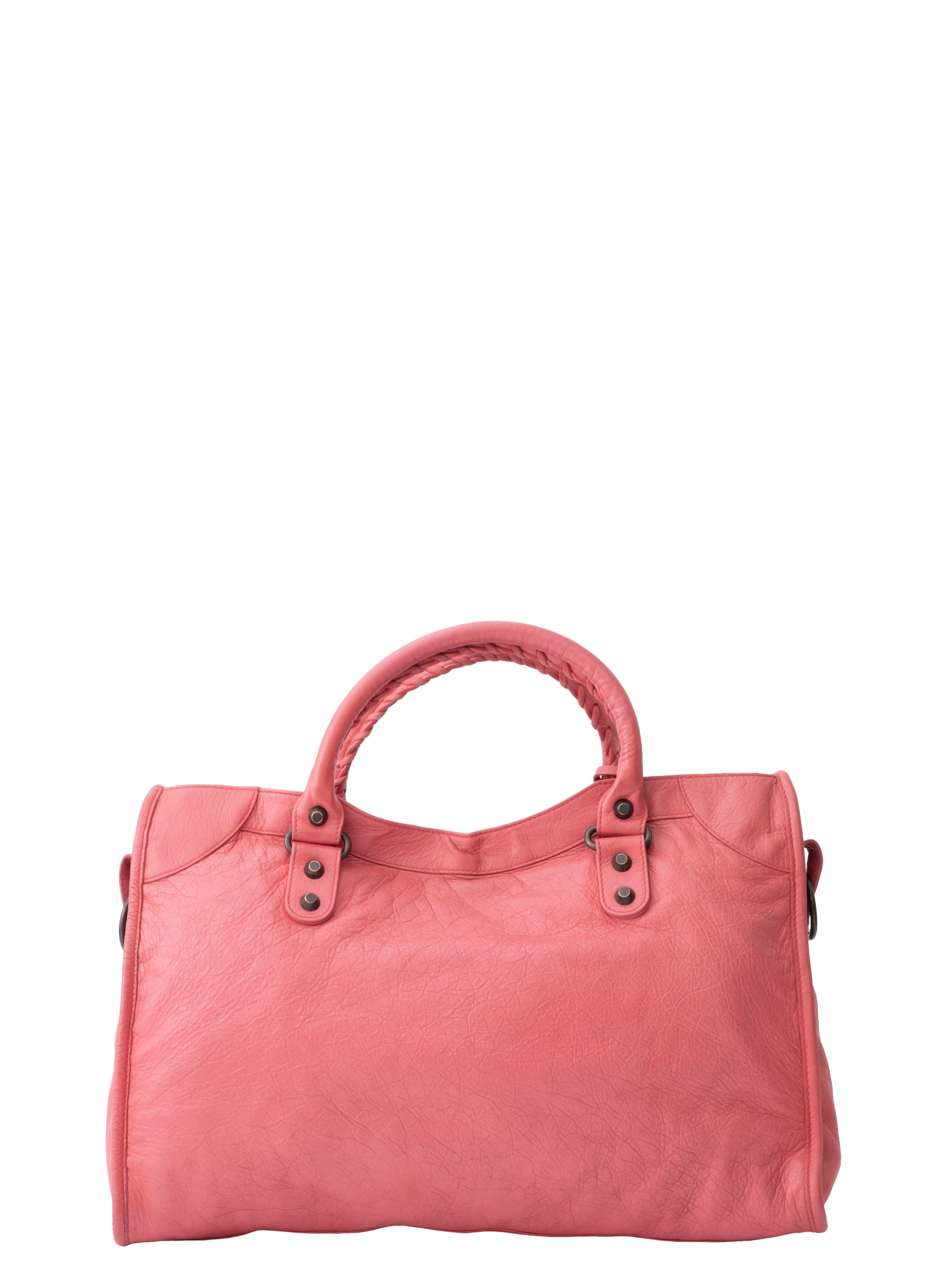 Balenciaga The City 2-Way Handbag Leather Rose Pink Black Hardware