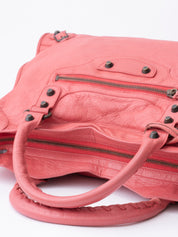 Balenciaga The City 2-Way Handbag Leather Rose Pink Black Hardware