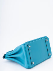Hermès Birkin 25 Handbag, R Stamp (2014), Veau Swift, Turquoise 7B, Silver Hardware