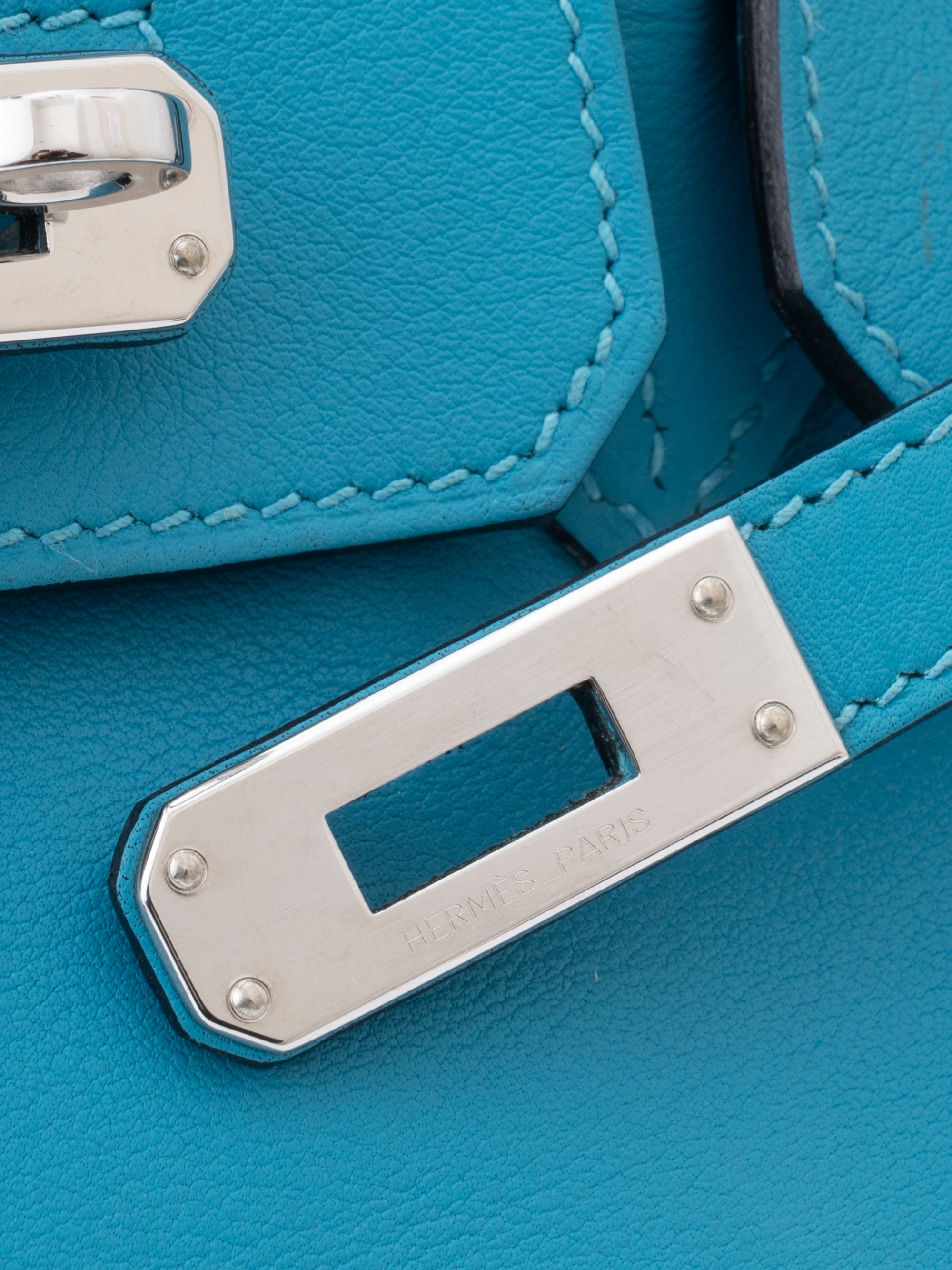 Hermès Birkin 25 Handbag, R Stamp (2014), Veau Swift, Turquoise 7B, Silver Hardware