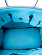 Hermès Birkin 25 Handbag, R Stamp (2014), Veau Swift, Turquoise 7B, Silver Hardware