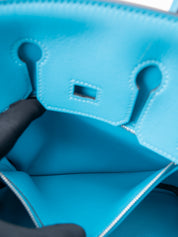 Hermès Birkin 25 Handbag, R Stamp (2014), Veau Swift, Turquoise 7B, Silver Hardware