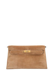 Hermès Kelly Élan Shoulder Bag, Stamp K: 2025, Suede, Ocre 3H, Gold Hardware