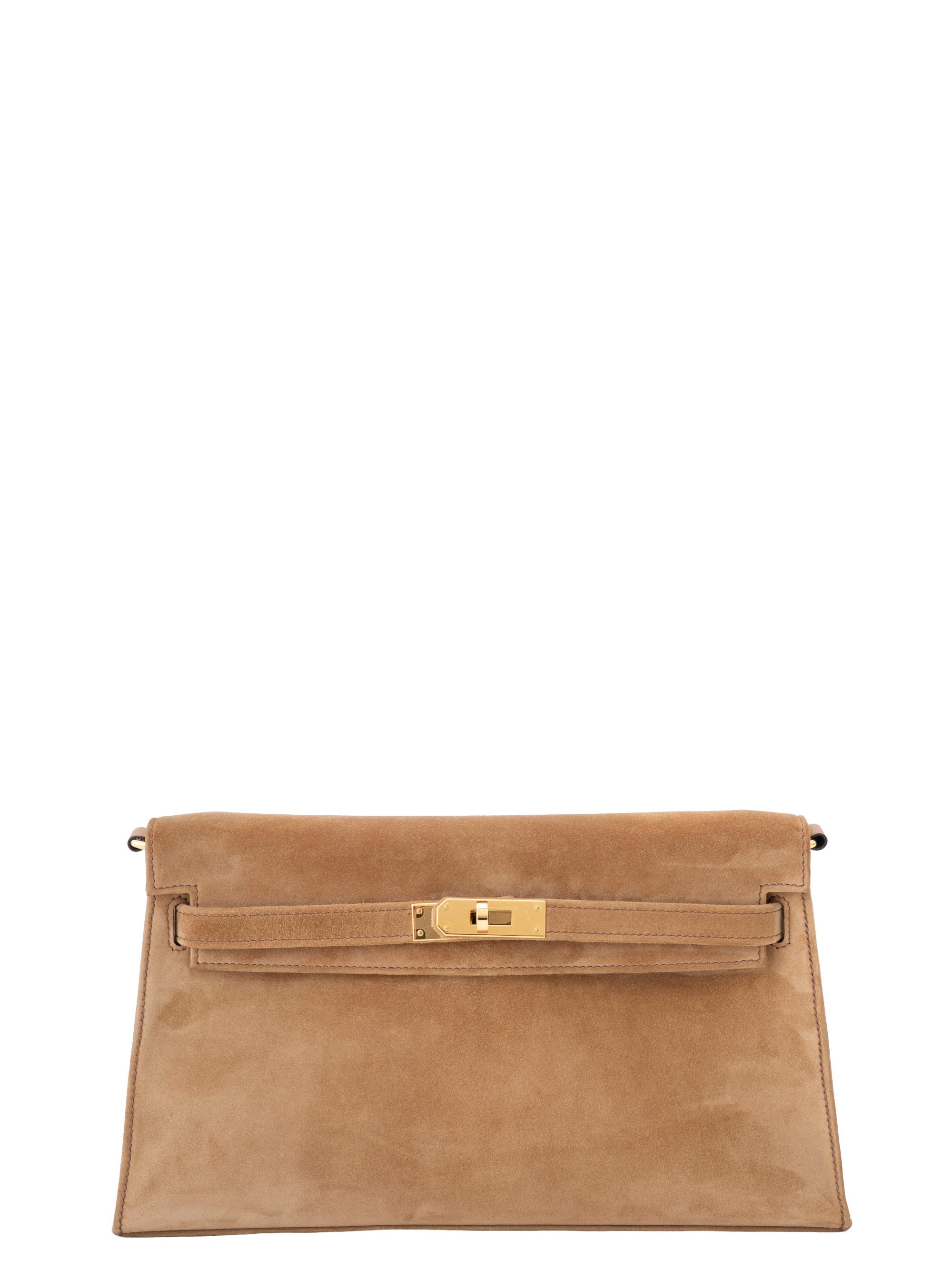 Hermès Kelly Élan Shoulder Bag, Stamp K: 2025, Suede, Ocre 3H, Gold Hardware