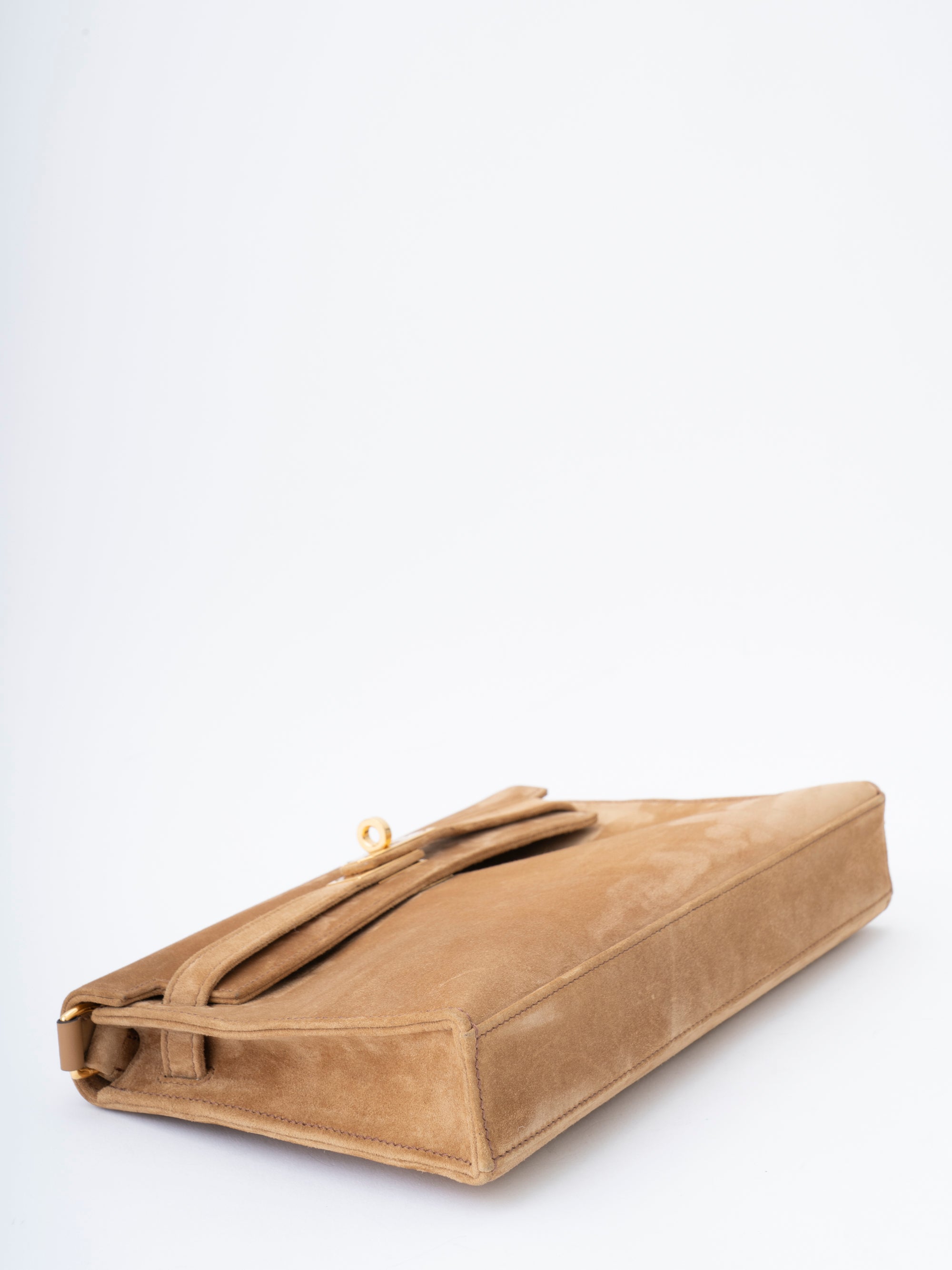 Hermès Kelly Élan Shoulder Bag, Stamp K: 2025, Suede, Ocre 3H, Gold Hardware