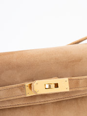 Hermès Kelly Élan Shoulder Bag, Stamp K: 2025, Suede, Ocre 3H, Gold Hardware