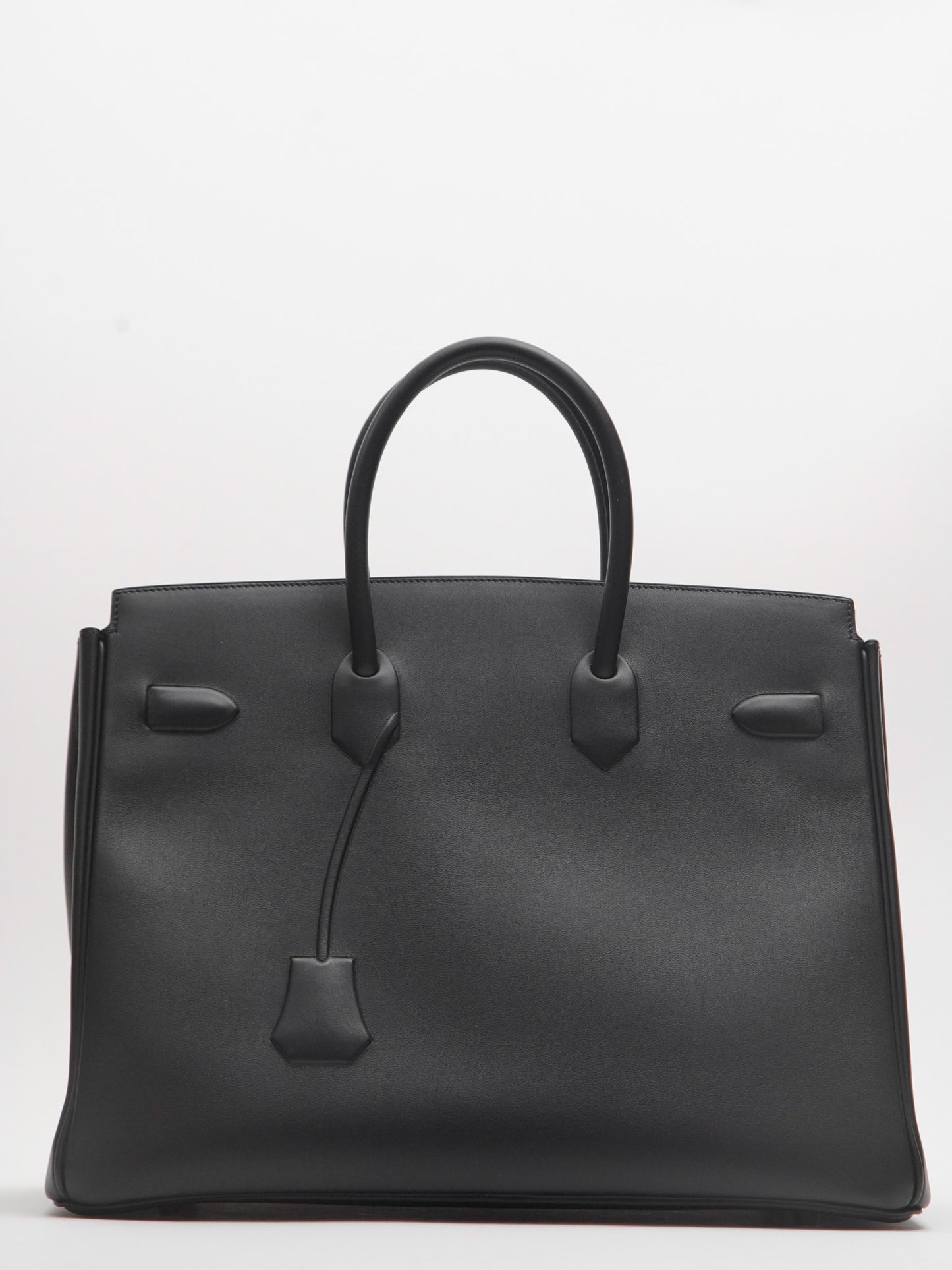 Hermes Limited Shadow Birkin 35 Handbag Y:2020 Silver Hardware Swift Black