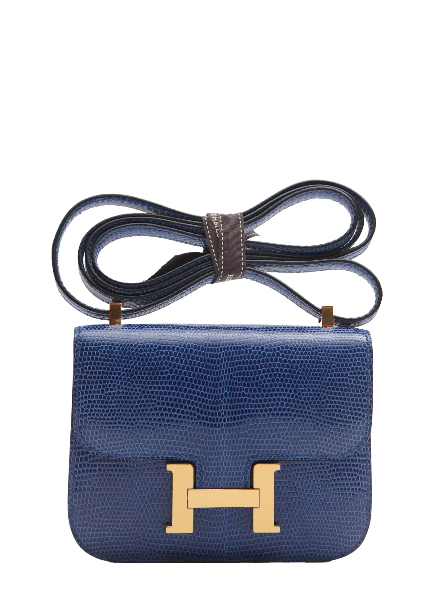 Hermes Mini Constance Micro Shoulder Bag D:2019 Lizard Blue Saphir