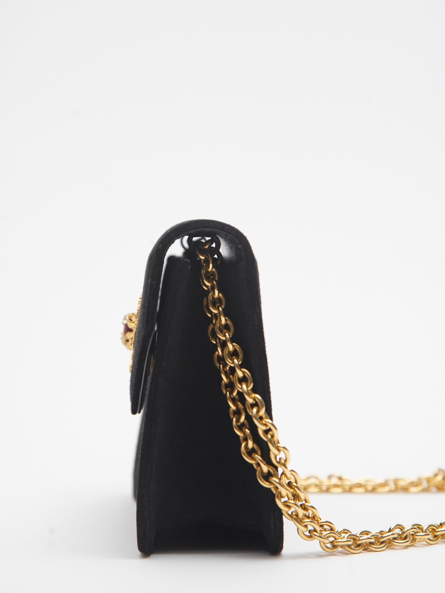 Celine chain shoulder bag suede black