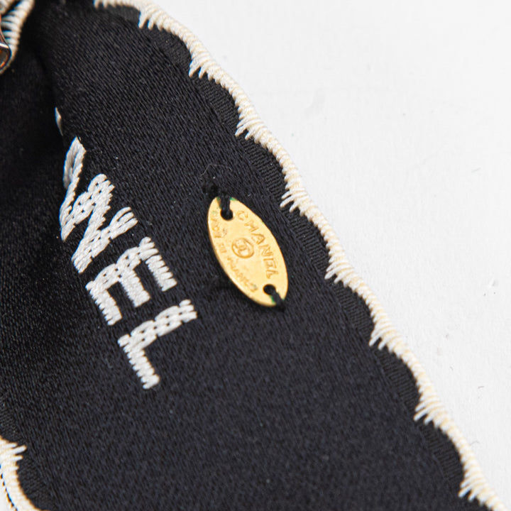 Chanel Logo Ribbon Brooch Satin Black