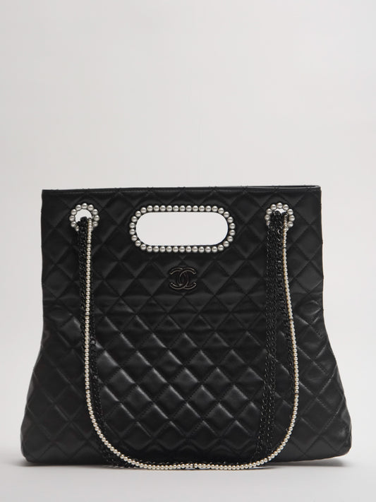 Chanel Chanel 31 Line Matelasse Pearl Shoulder Bag Lambskin Black