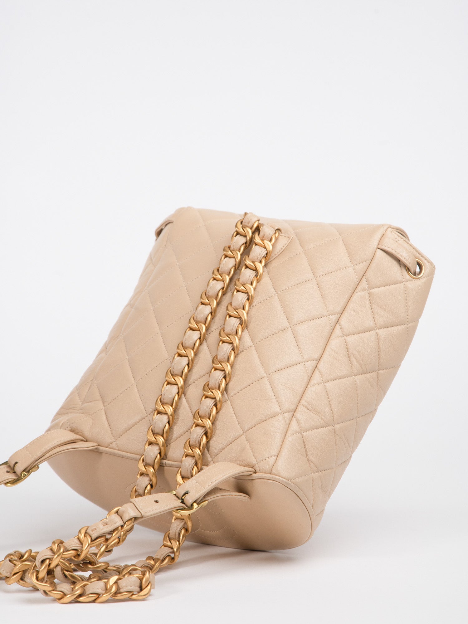 Vintage Chanel 2.55 Lambskin Cream Leather Quilted Shoulder Bag