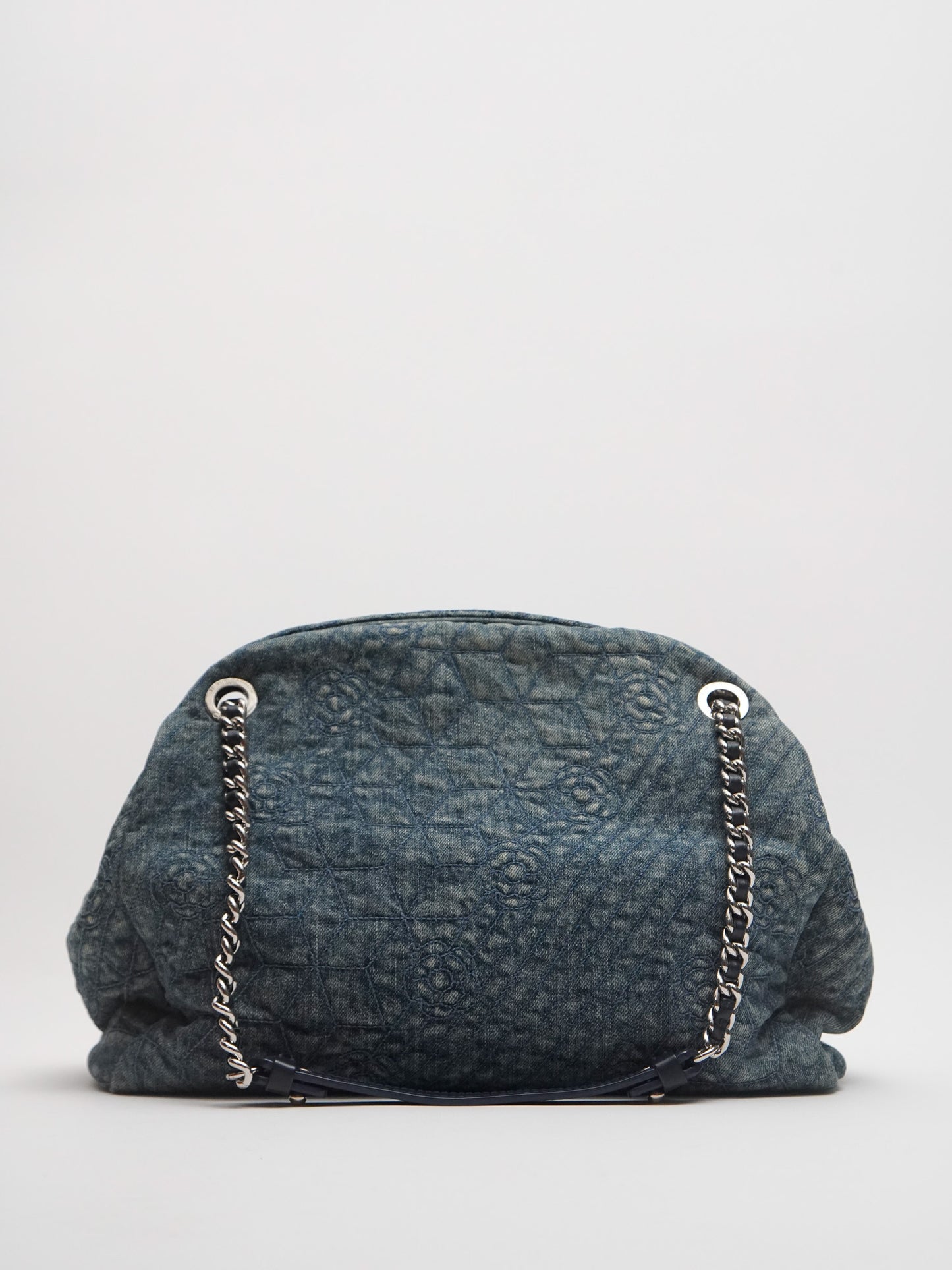 Chanel Camellia Chain Shoulder Bag Denim Blue