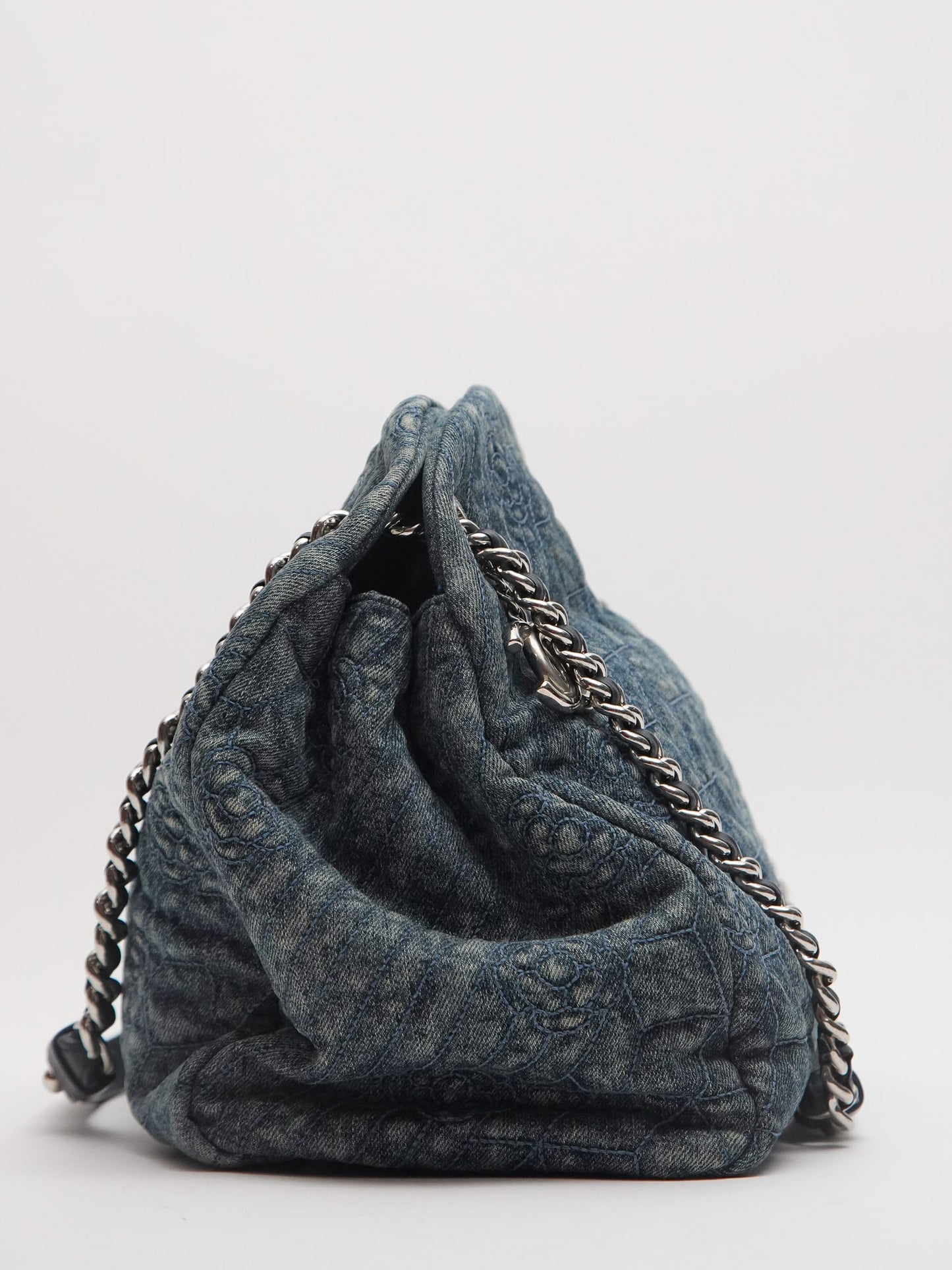 Chanel Camellia Chain Shoulder Bag Denim Blue