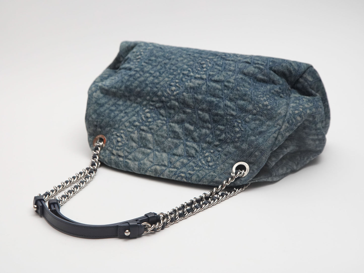 Chanel Camellia Chain Shoulder Bag Denim Blue