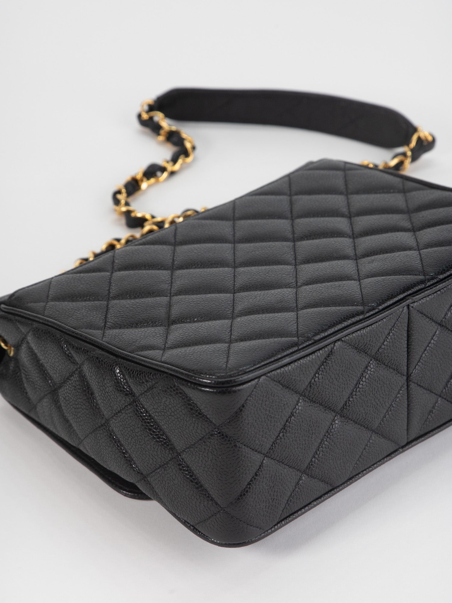 Chanel Matelasse Deca Coco Mark Turnlock Shoulder Bag Caviar Skin