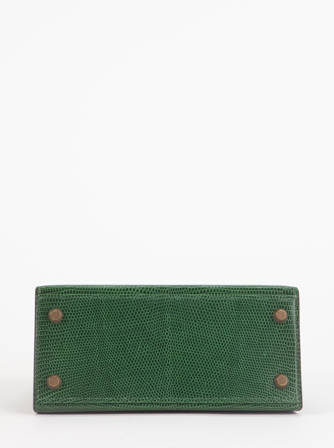 Hermes Mini Kelly 20 2WAY Handbag ◯T: 1990 Gold Hardware Lizard Green