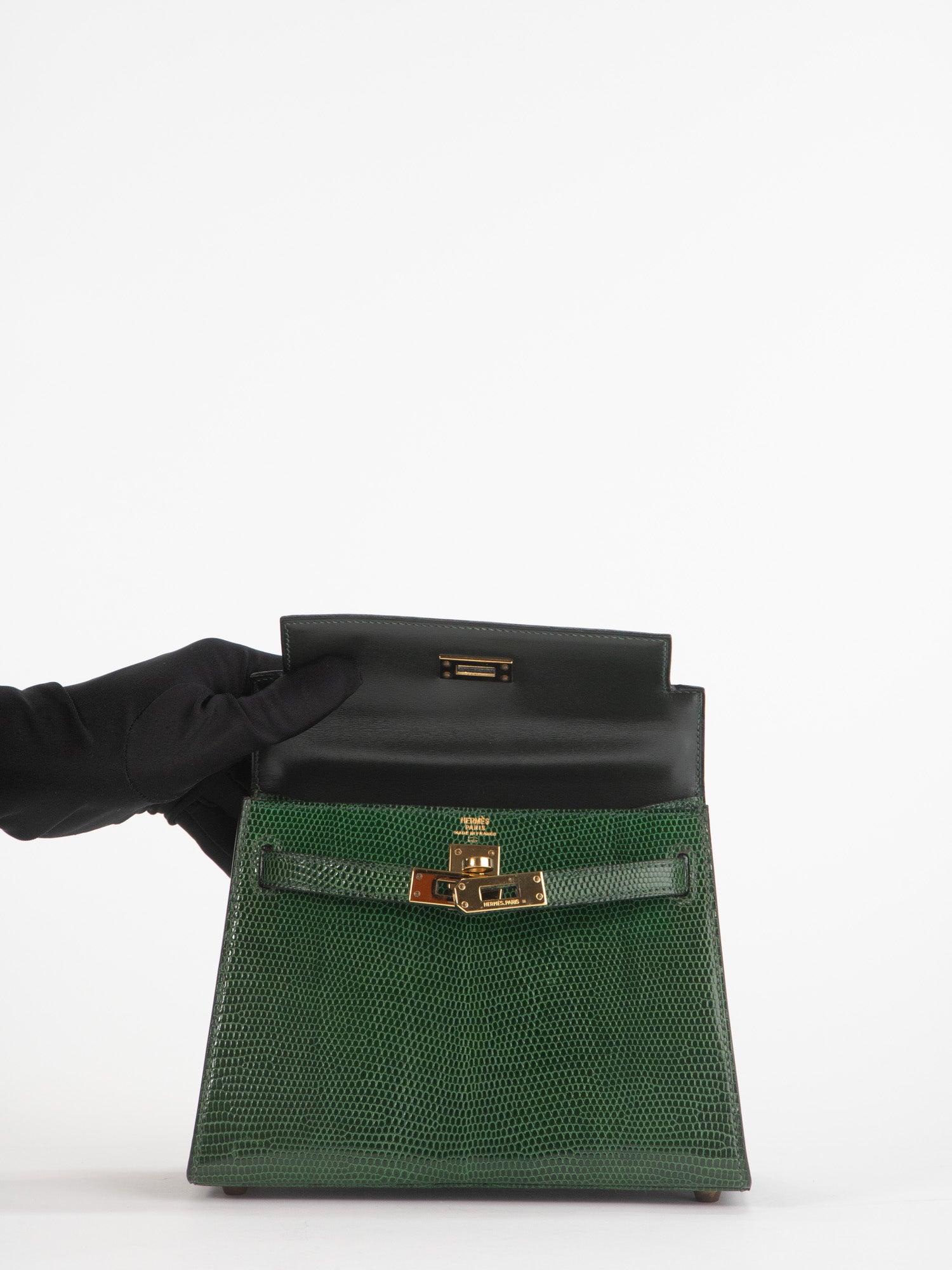 Exceptional Rarest Hermès Mini Micro Kelly Bag Lizard Gold Hw 15 cm