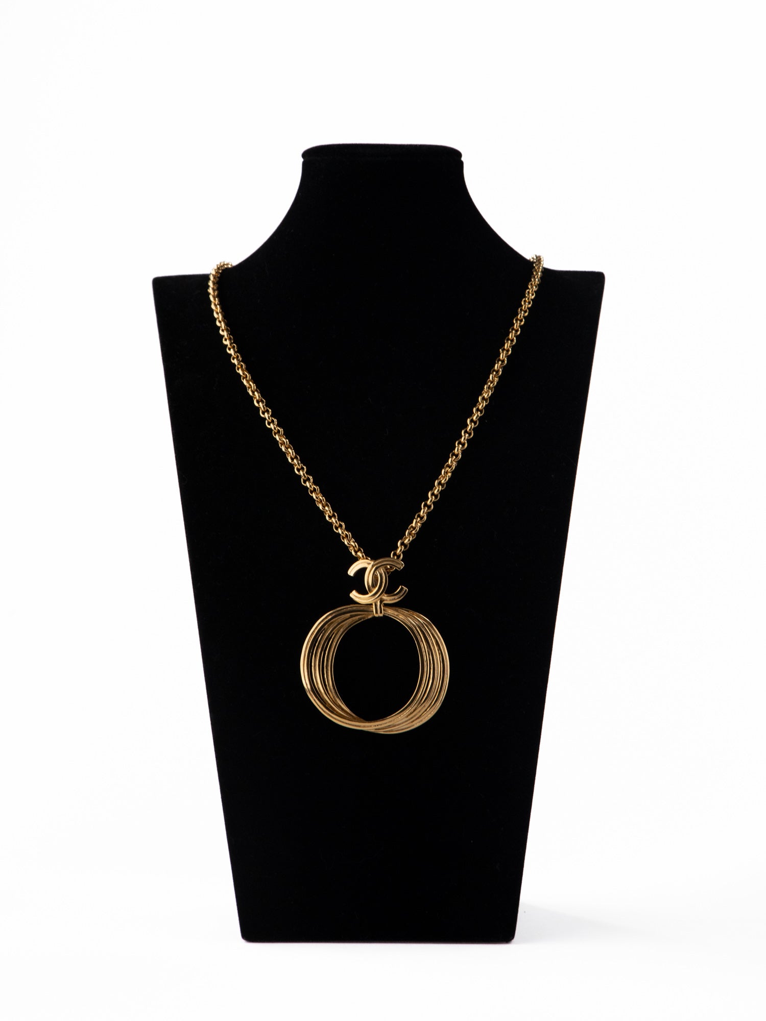 Chanel Hoop Stack Gold Plated Necklace Cocomark Turnlock Gold Plated