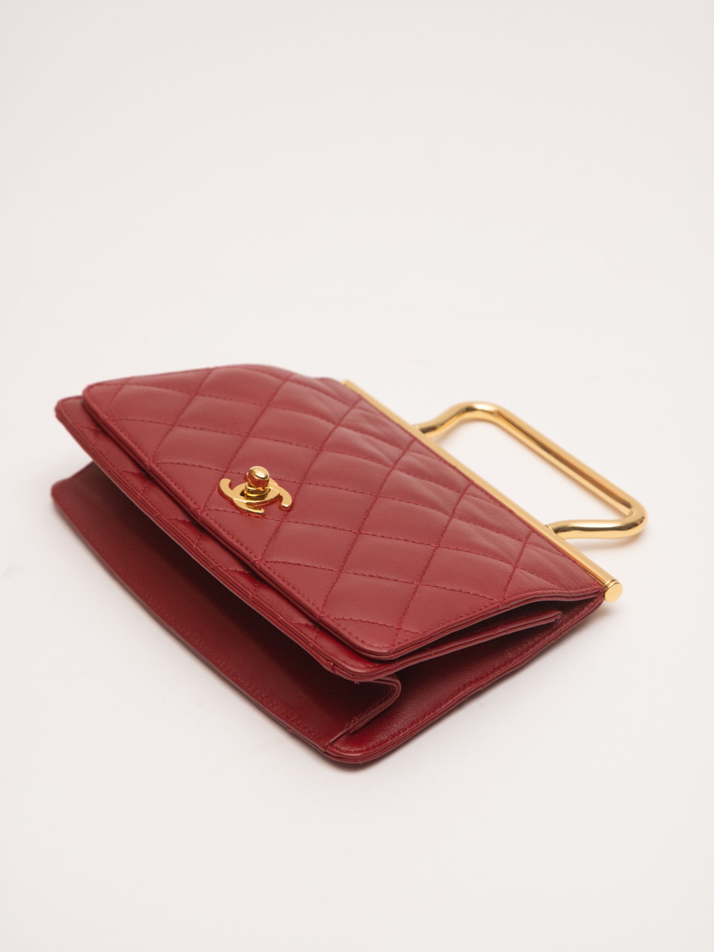 Chanel Rare Mini Matelasse Handbag Lambskin Red