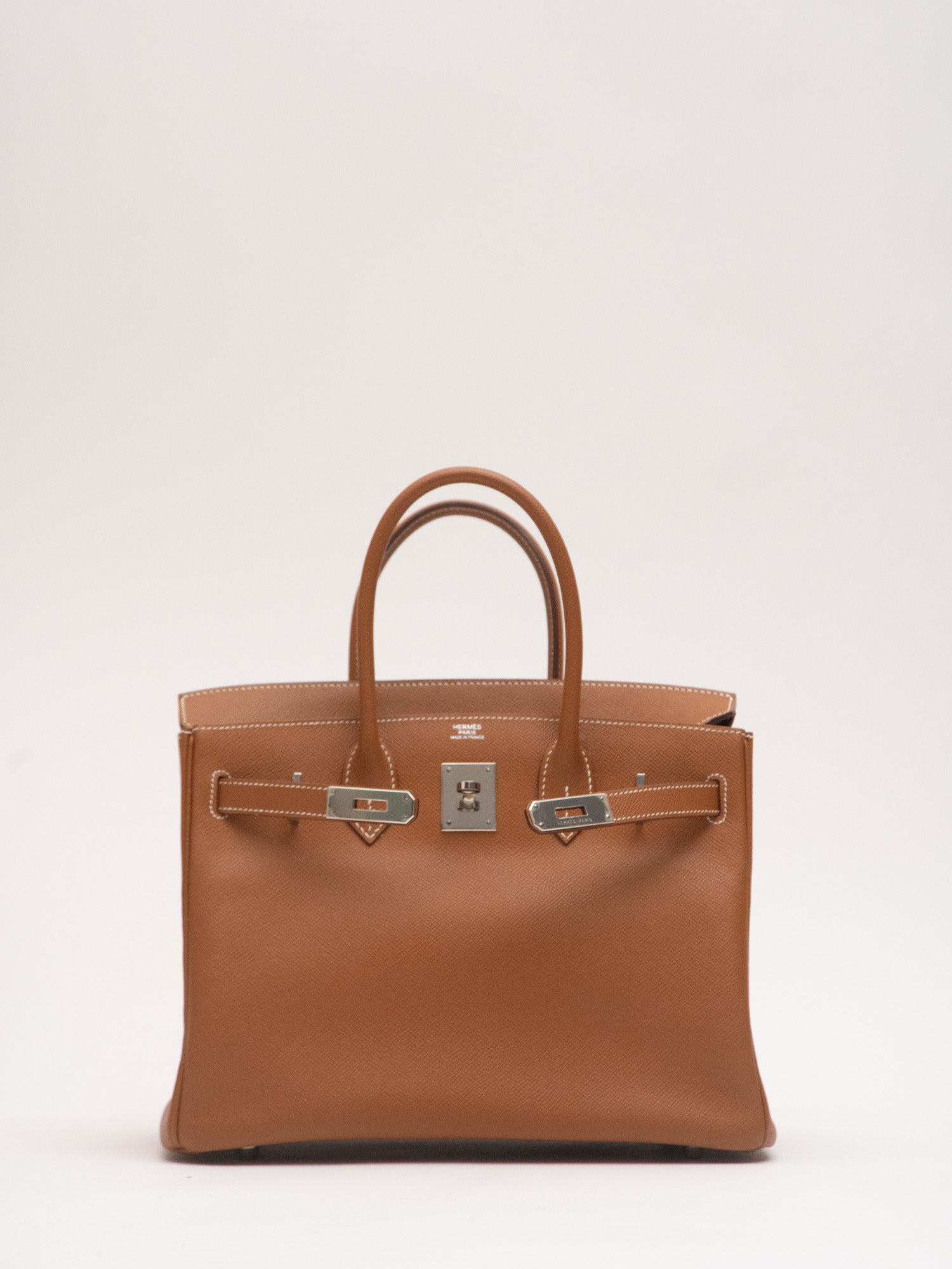 Hermes Birkin 30 Handbag ▢K:2007 Silver Hardware Epsom leather Gold