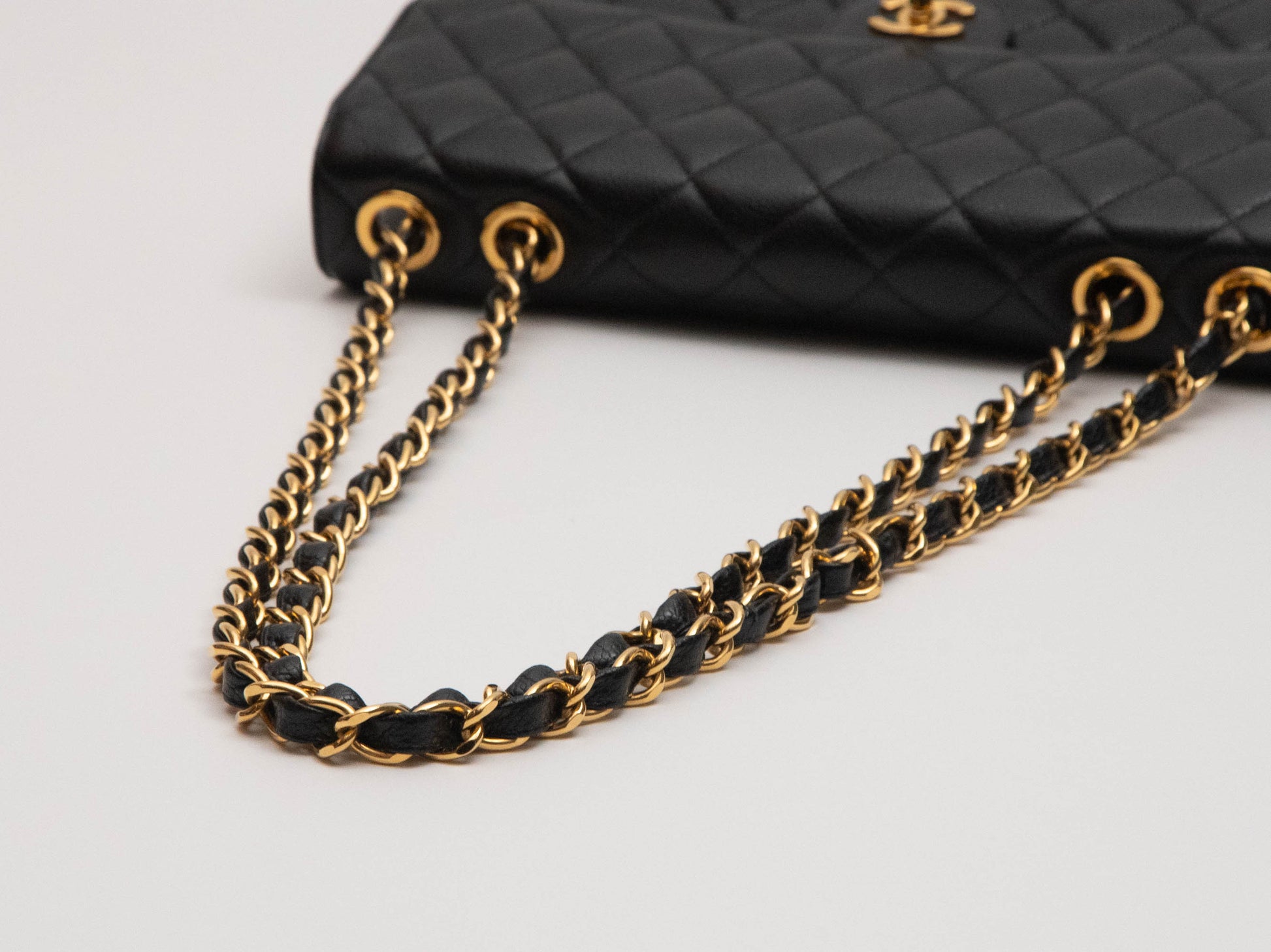 Chanel Vintage Caviar Leather Chain Pouch