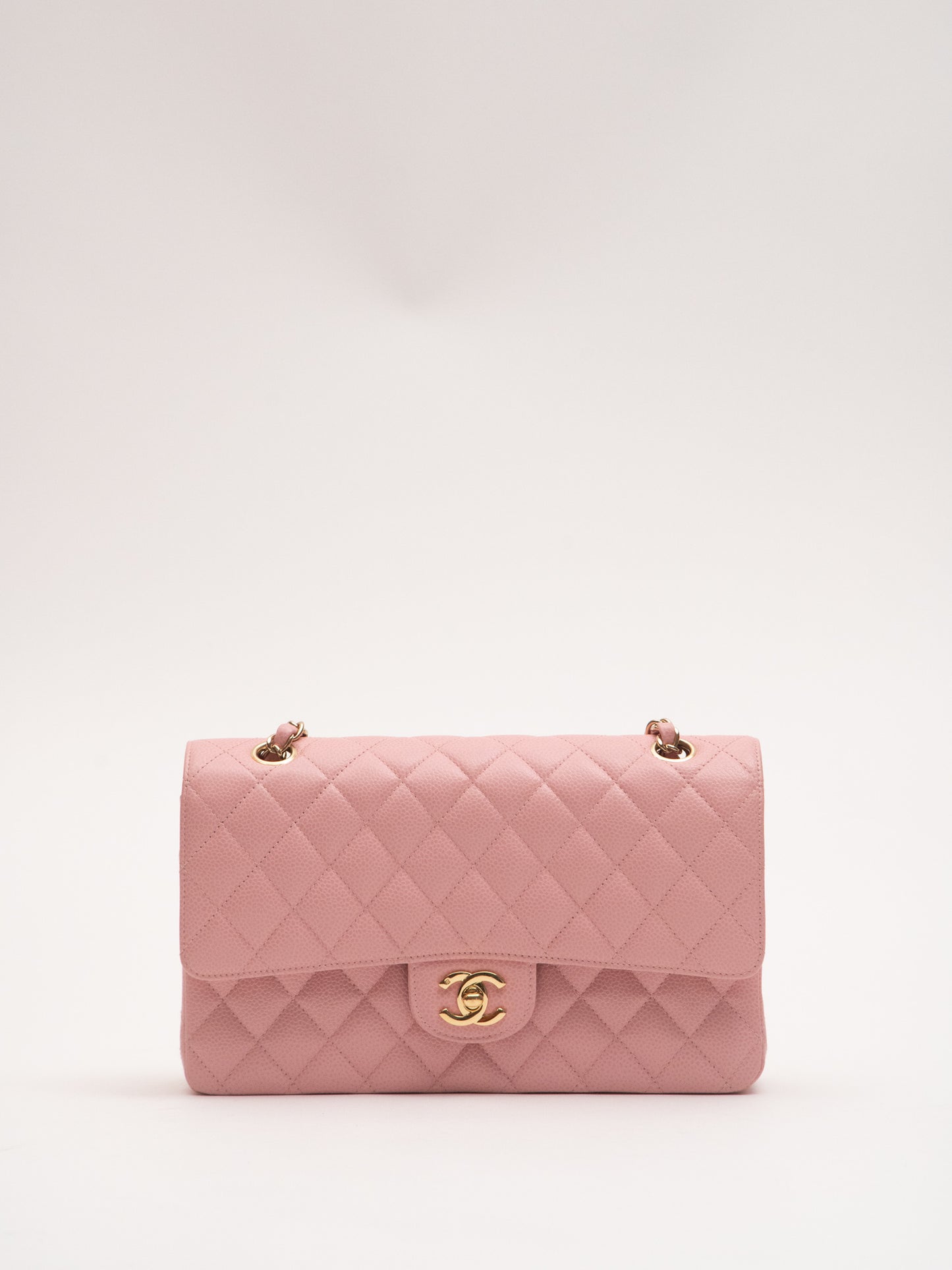 Chanel Classic Flap Matelasse Chain Shoulder Bag Caviar Skin Pink Sakura Pink