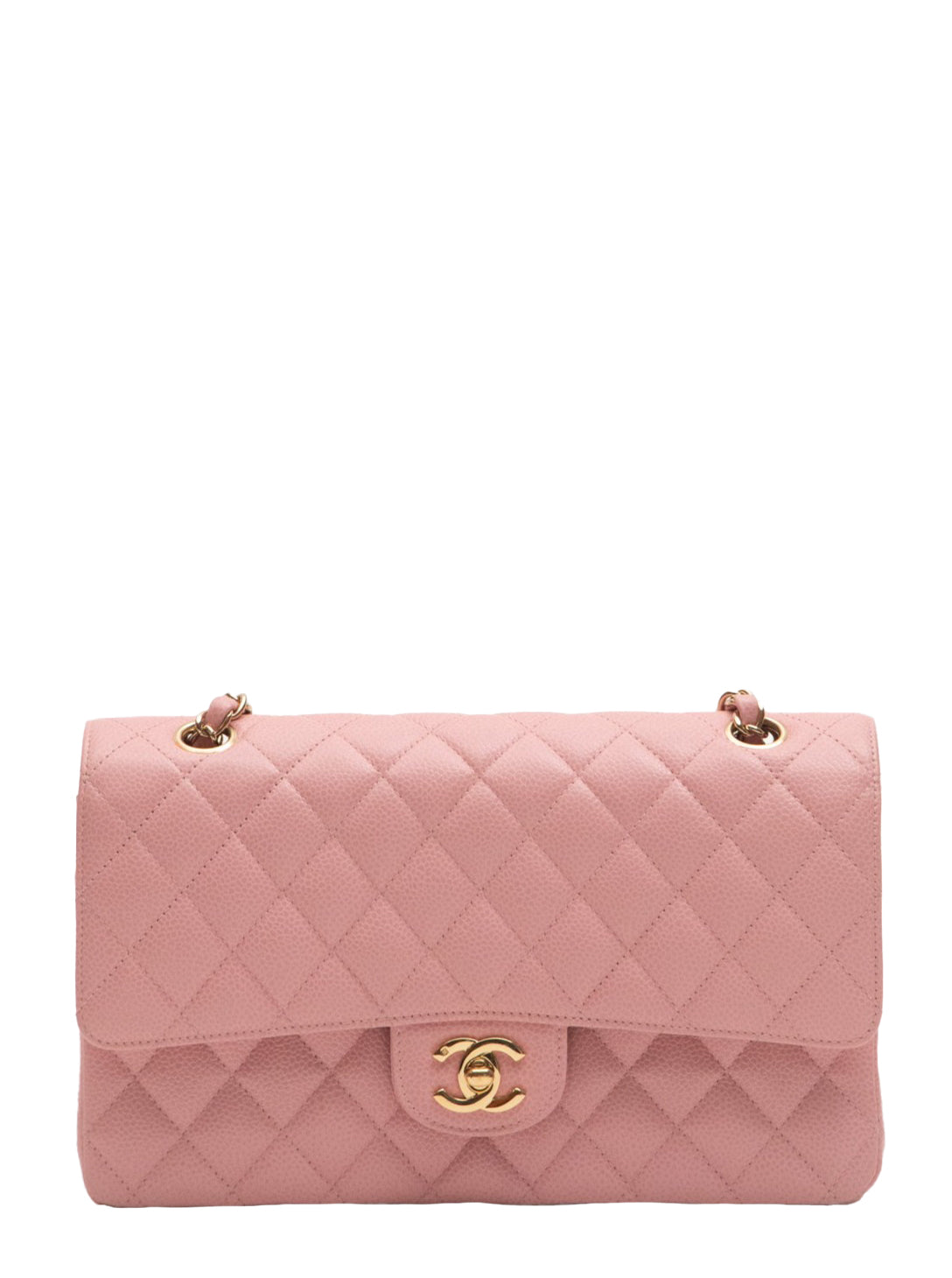 Chanel Classic Flap Matelasse Chain Shoulder Bag Caviar Skin Pink Sakura Pink