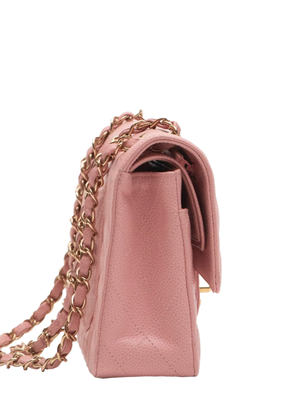 Chanel Classic Flap Matelasse Chain Shoulder Bag Caviar Skin Pink Sakura Pink