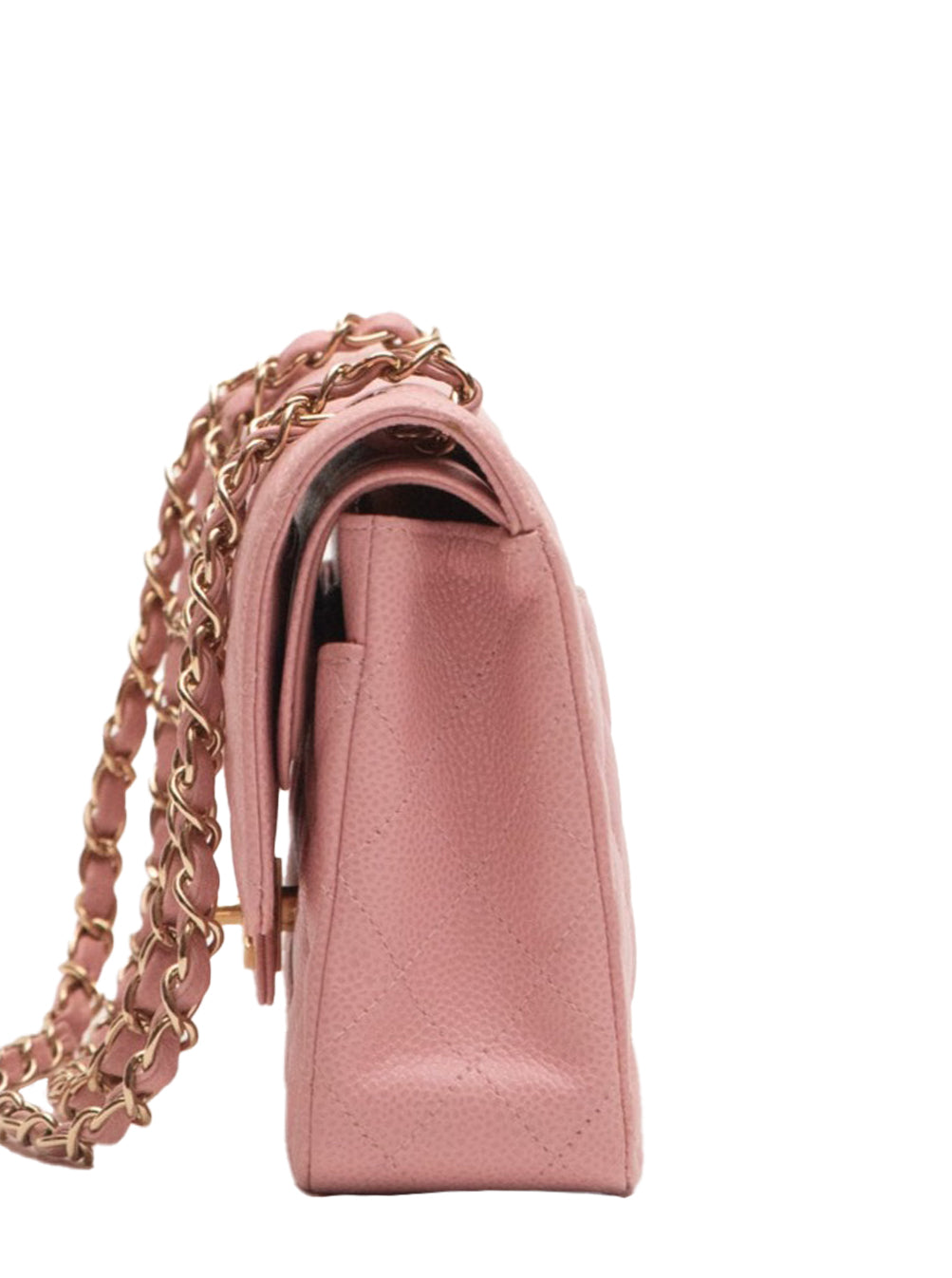 Chanel Classic Flap Matelasse Chain Shoulder Bag Caviar Skin Pink Sakura Pink