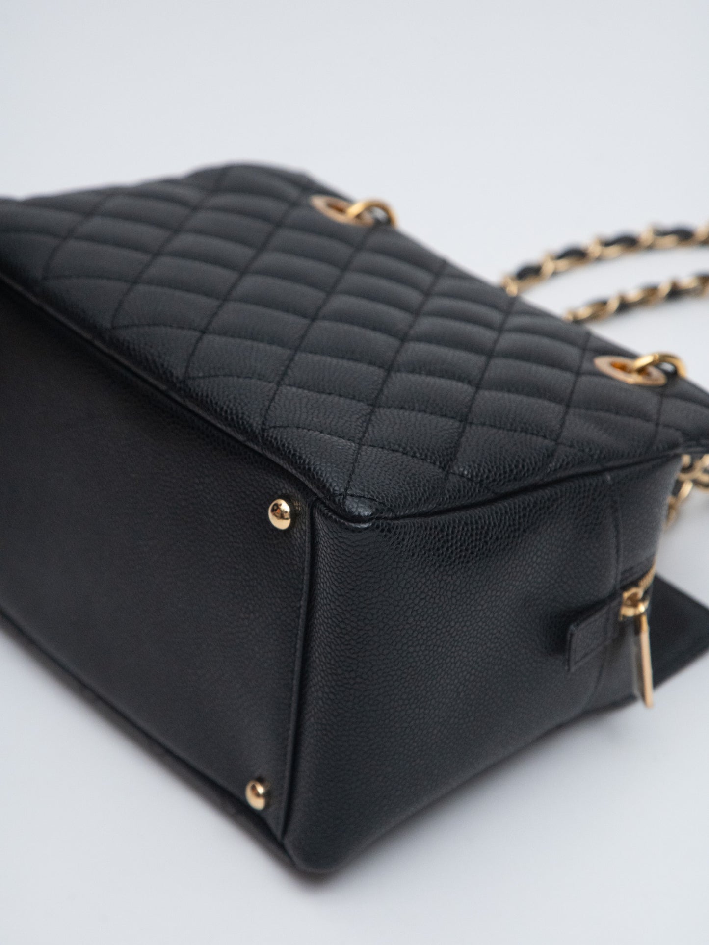 Chanel Coco Matelasse Chain Tote Bag Caviar Skin Black Gold Hardware