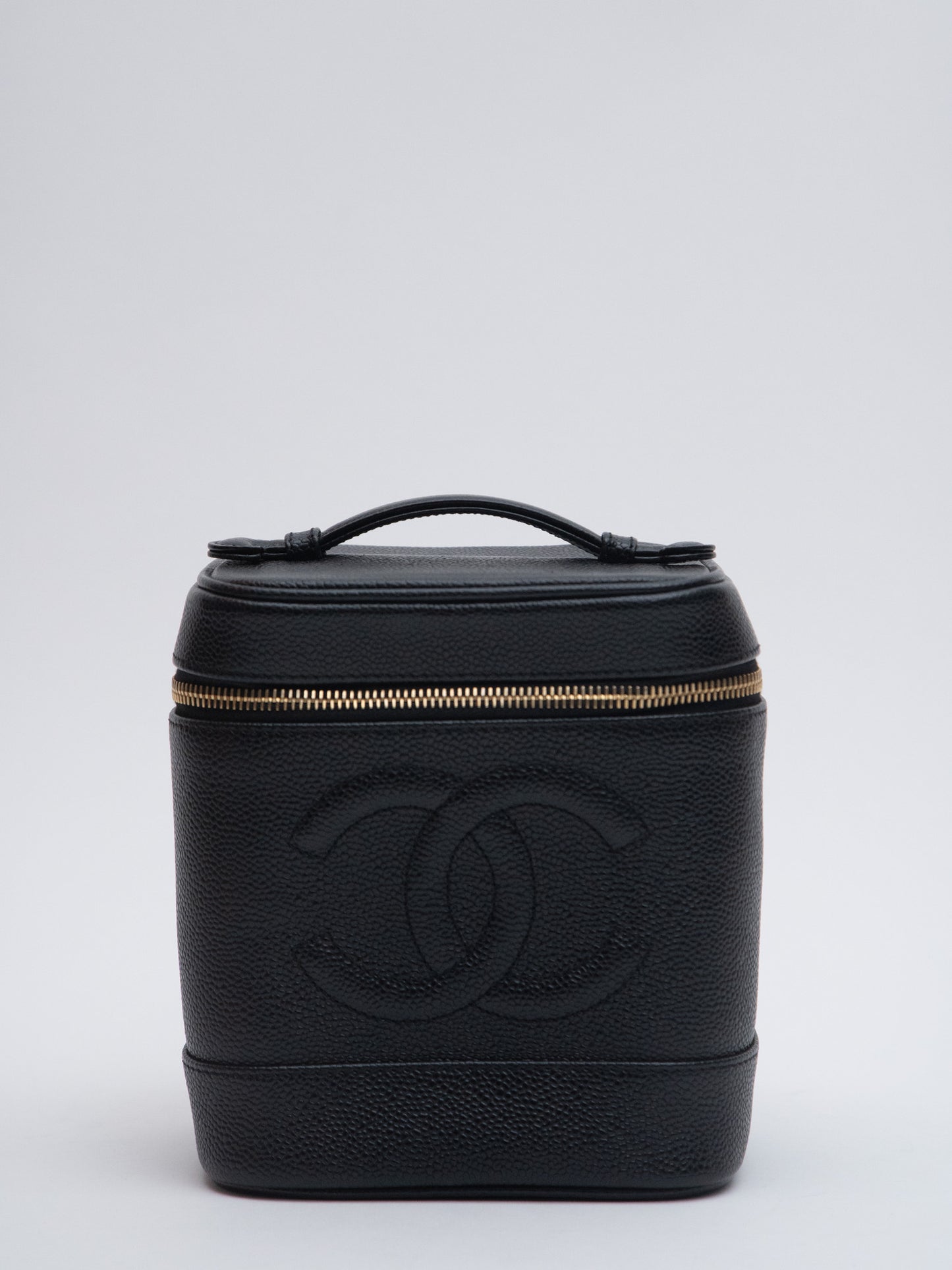 Chanel Cocomark Vanity Bag Cosmetic Box Caviar Skin Black