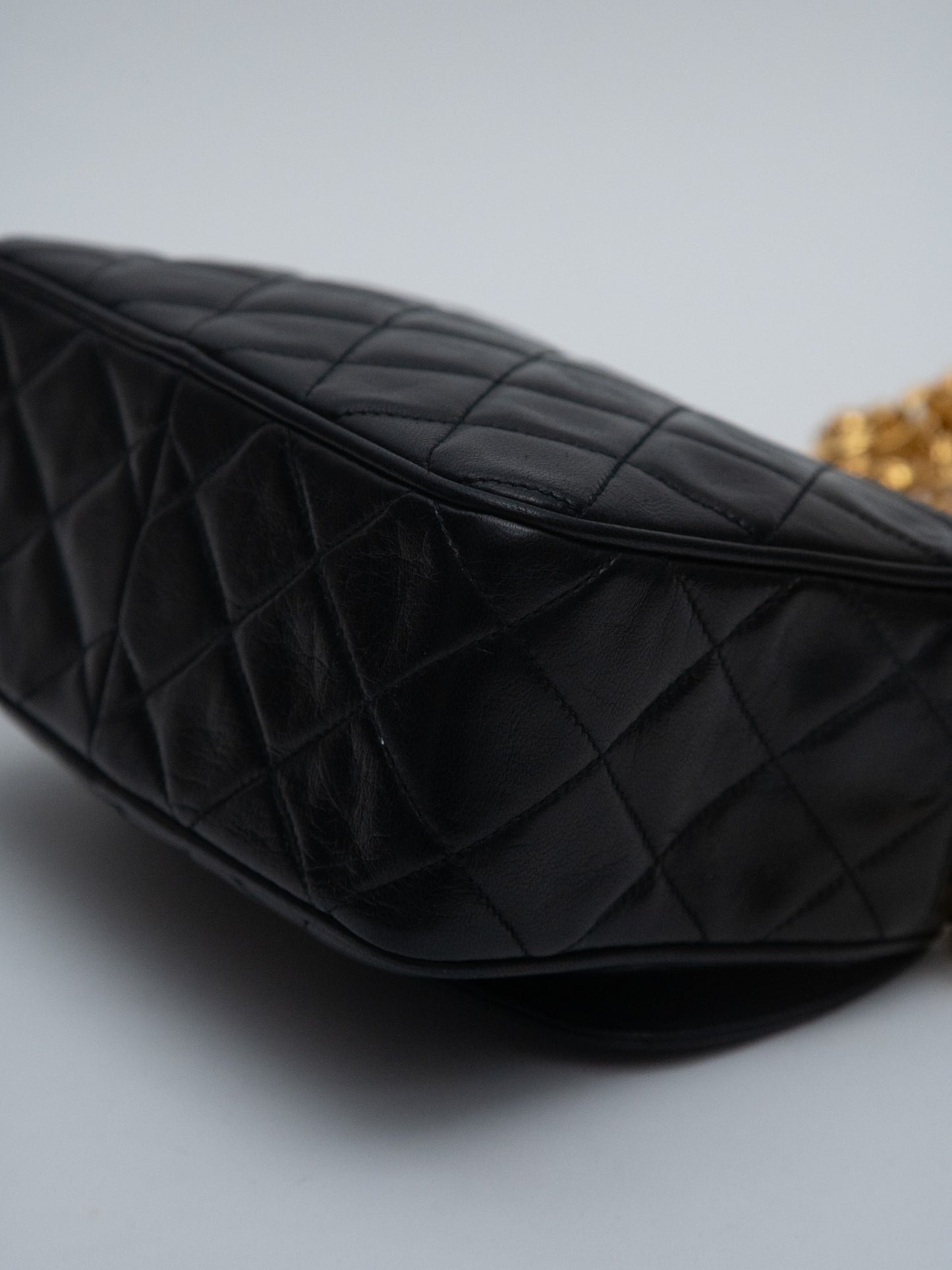 Chanel Matelasse Chain Camera Bag Shoulder Bag Lambskin Black Gold Hardware