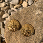 Chanel Lion Coco Mark Button Earrings Gold Plated Gold