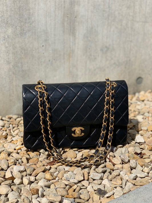 Chanel Matelasse Classic Flap Chain Shoulder Bag Limited Medium Lambskin Blue Black