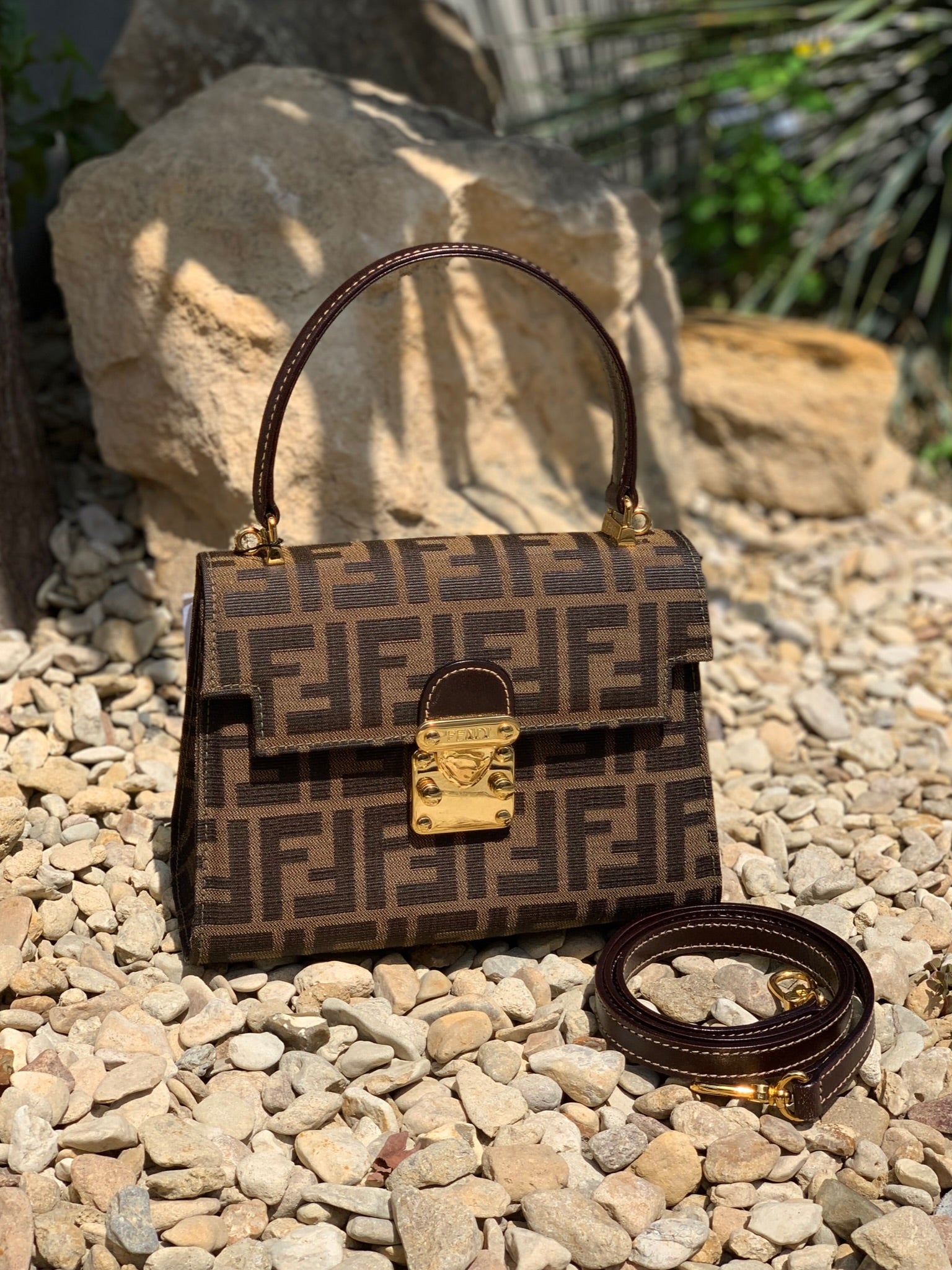 Fendi 2WAY Zucca Mini Kelly Handbag Canvas Brown – Paradise Vintage