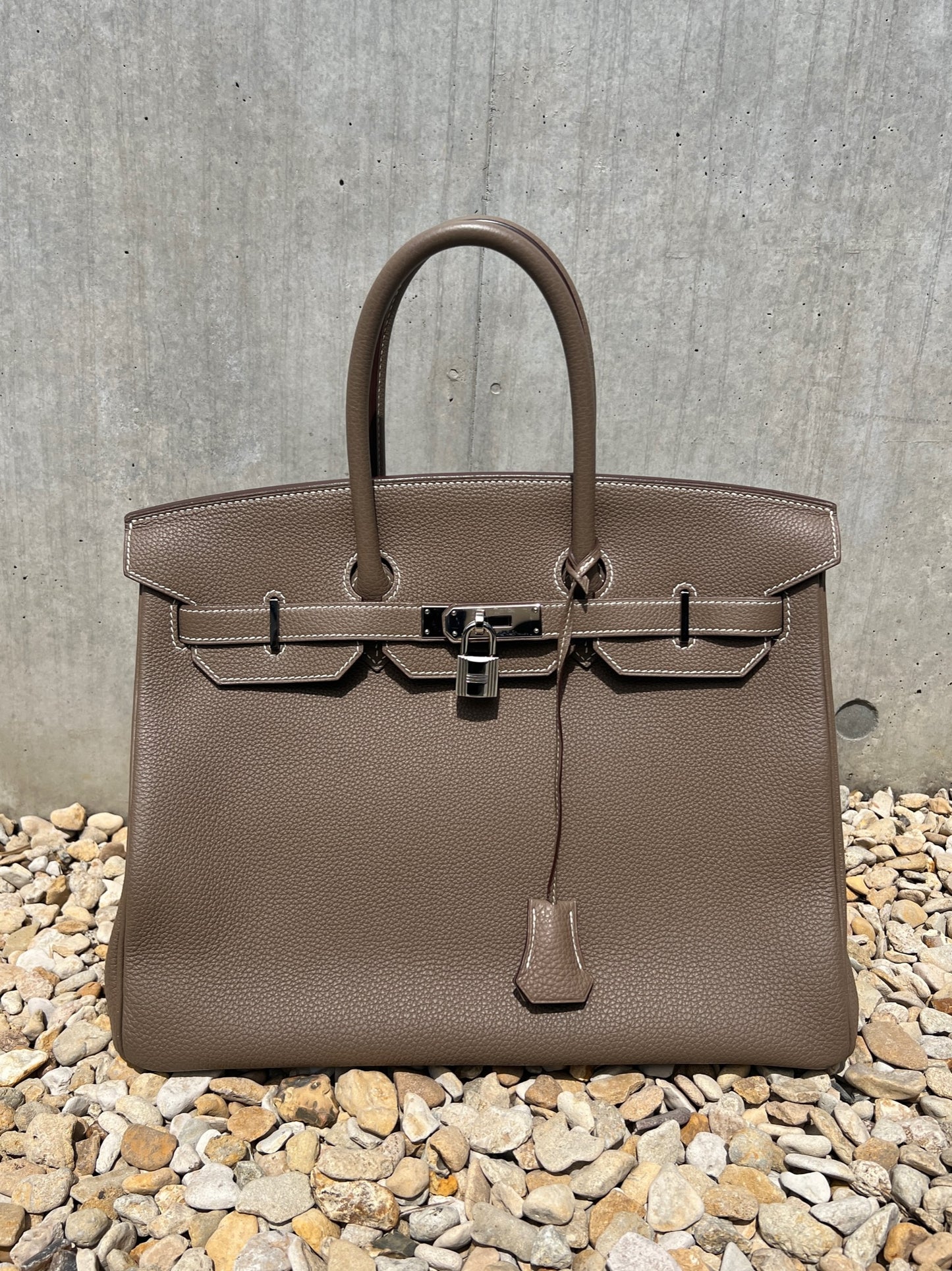 エルメス バーキン35 ハンドバッグ A:2017年 トゴ シルバー金具 エトゥープ