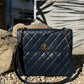 Chanel Matelasse Shoulder Bag Turnlock Matelasse Lambskin Navy Gold Hardware