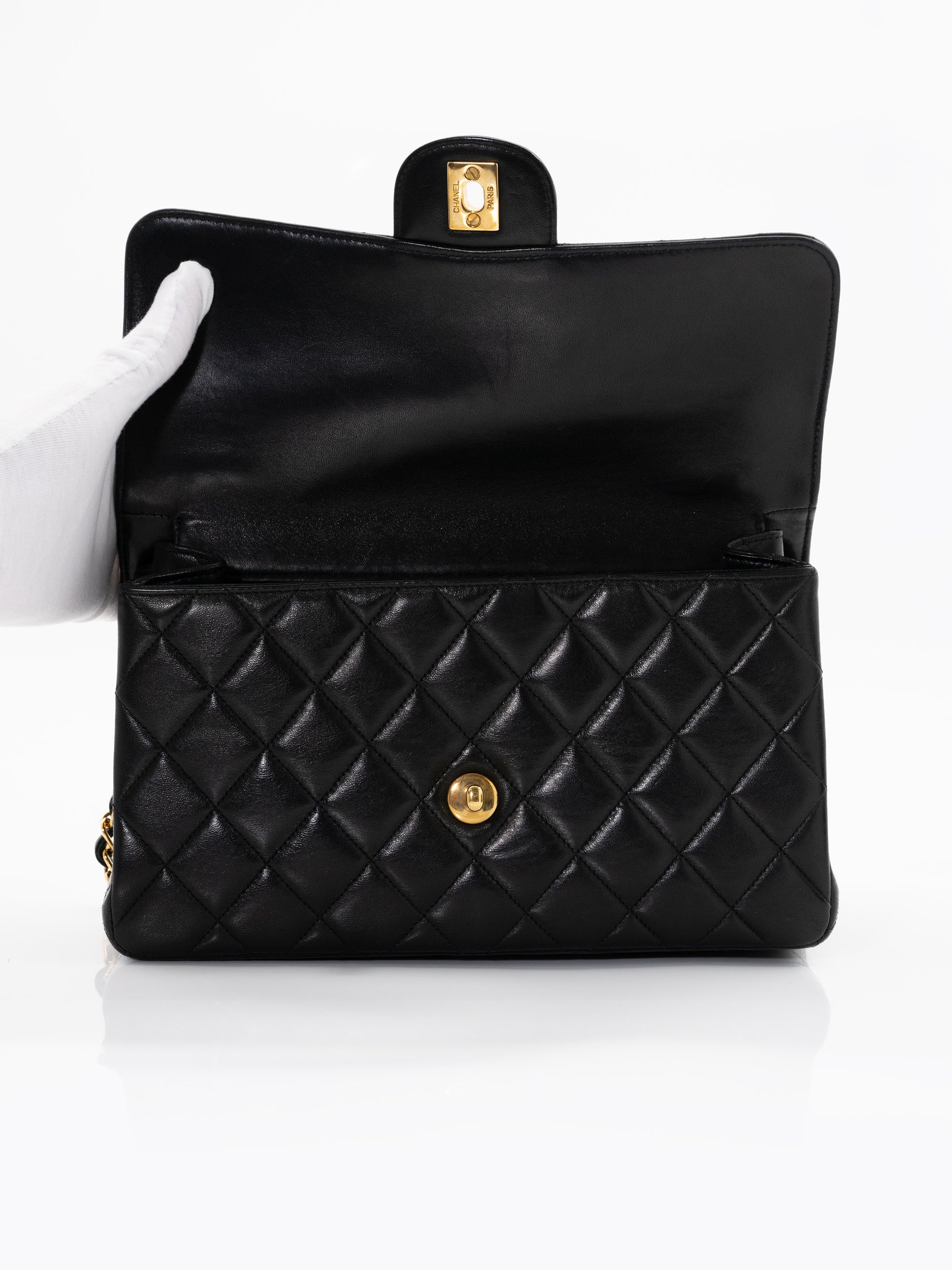 Chanel Matelasse Classic Flap Shoulder Bag Small Velor Black